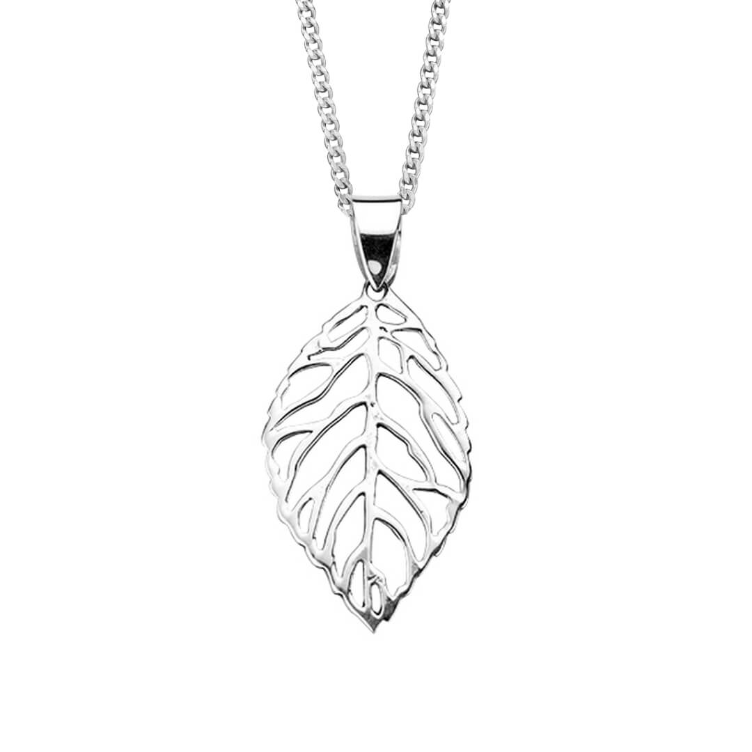 Gecko Jewellery Cut Out Leaf Pendant - Nature Inspired Silver Necklace