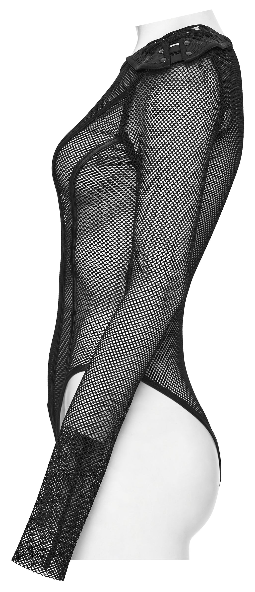 Punk Rave Cyberpunk Armor Mesh Bodysuit – Gothic Long Sleeve Top