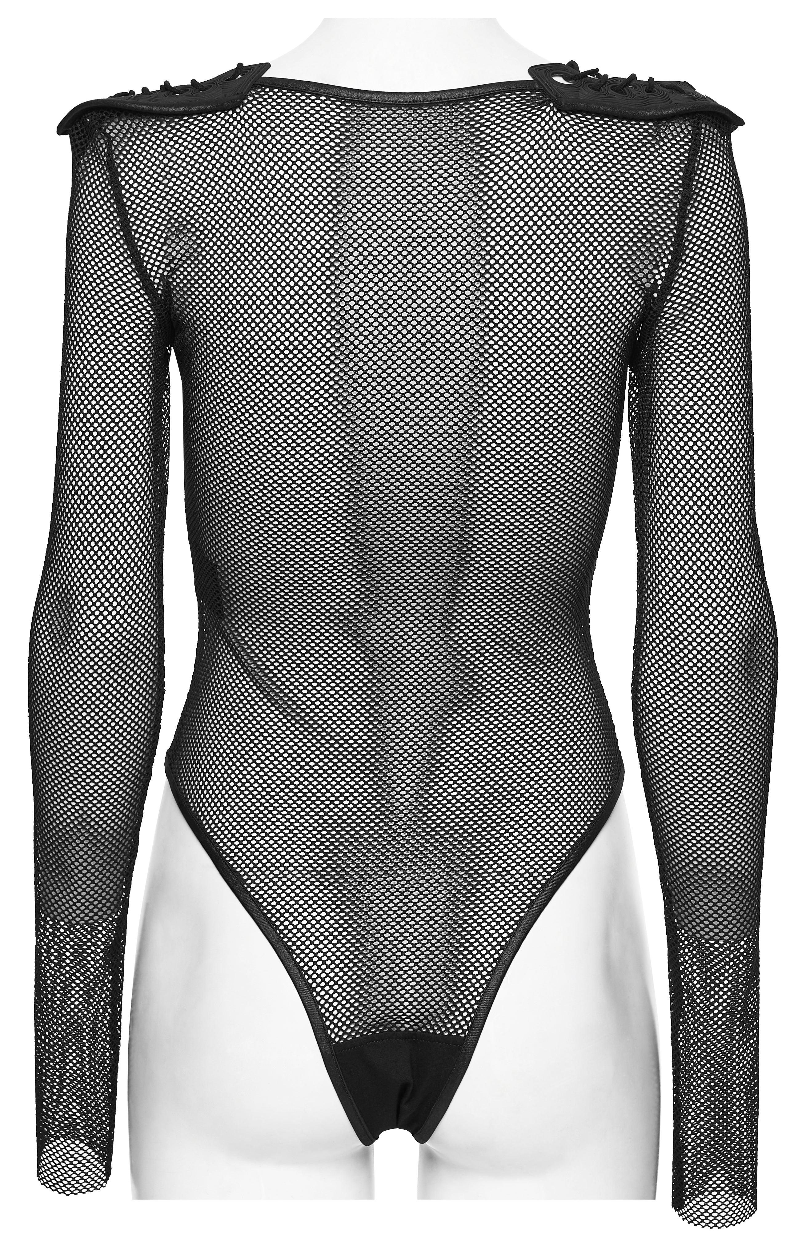 Punk Rave Cyberpunk Armor Mesh Bodysuit – Gothic Long Sleeve Top