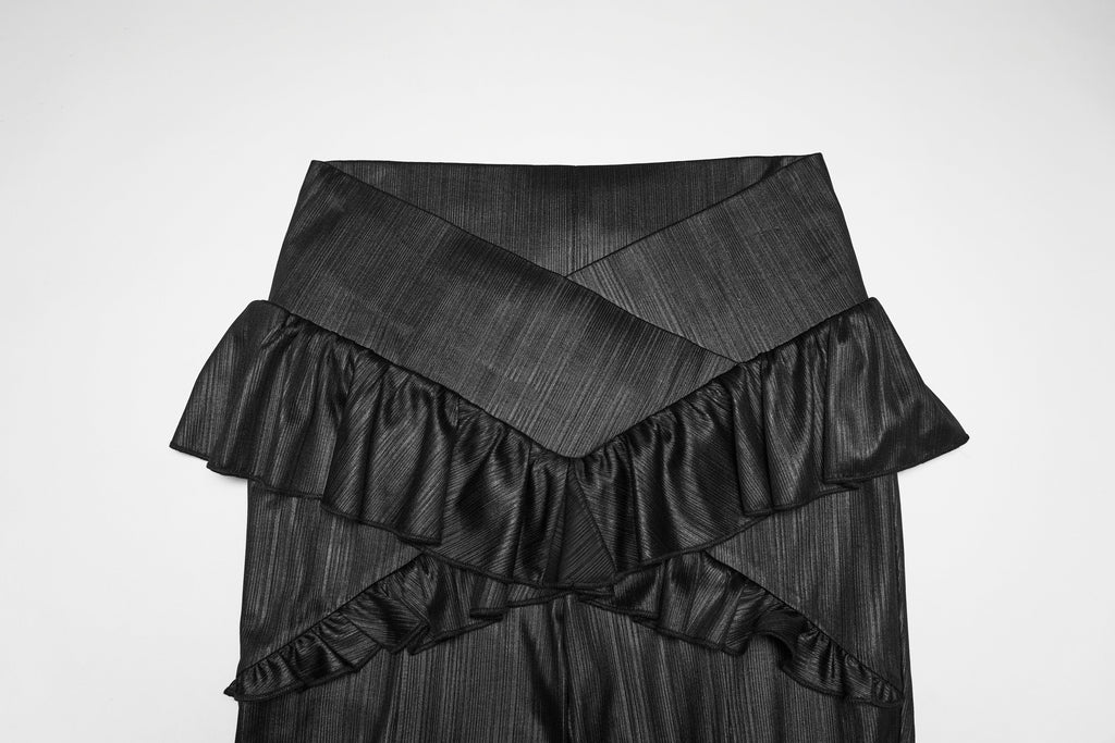 Punk Rave Bellatrix Goth Flared Pants – Spiderweb Mesh High-Waisted