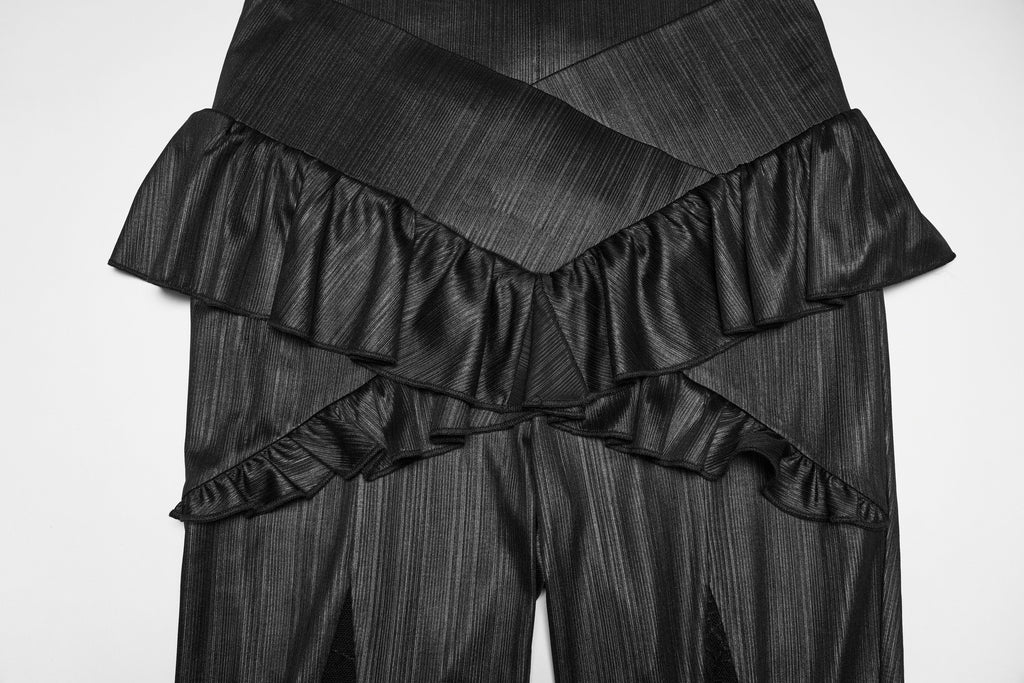 Punk Rave Bellatrix Goth Flared Pants – Spiderweb Mesh High-Waisted