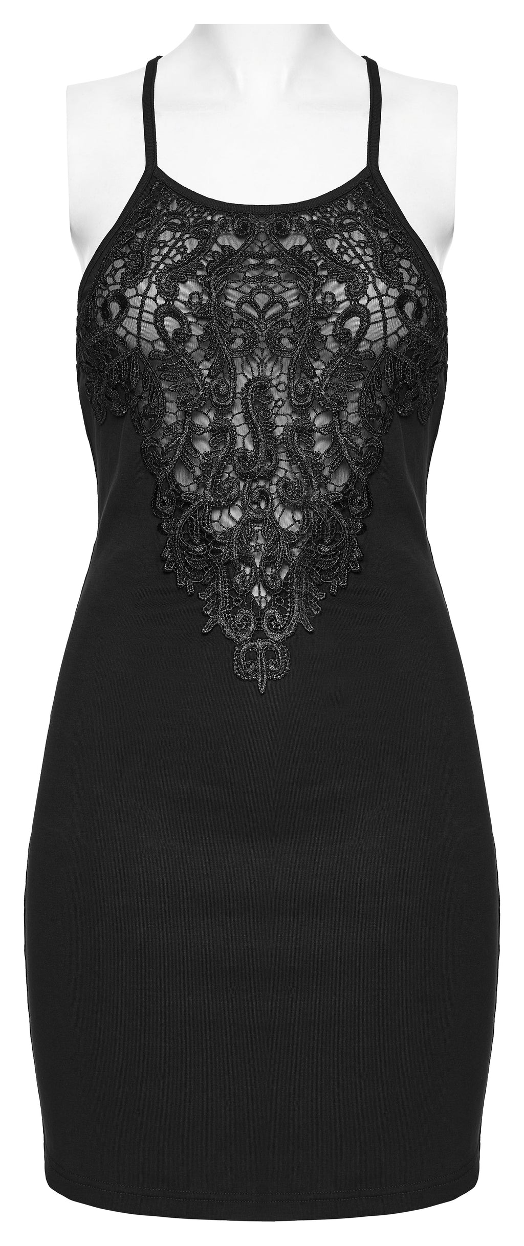 Punk Rave Juliette Goth Slip Dress – Black Lace Mini Dress