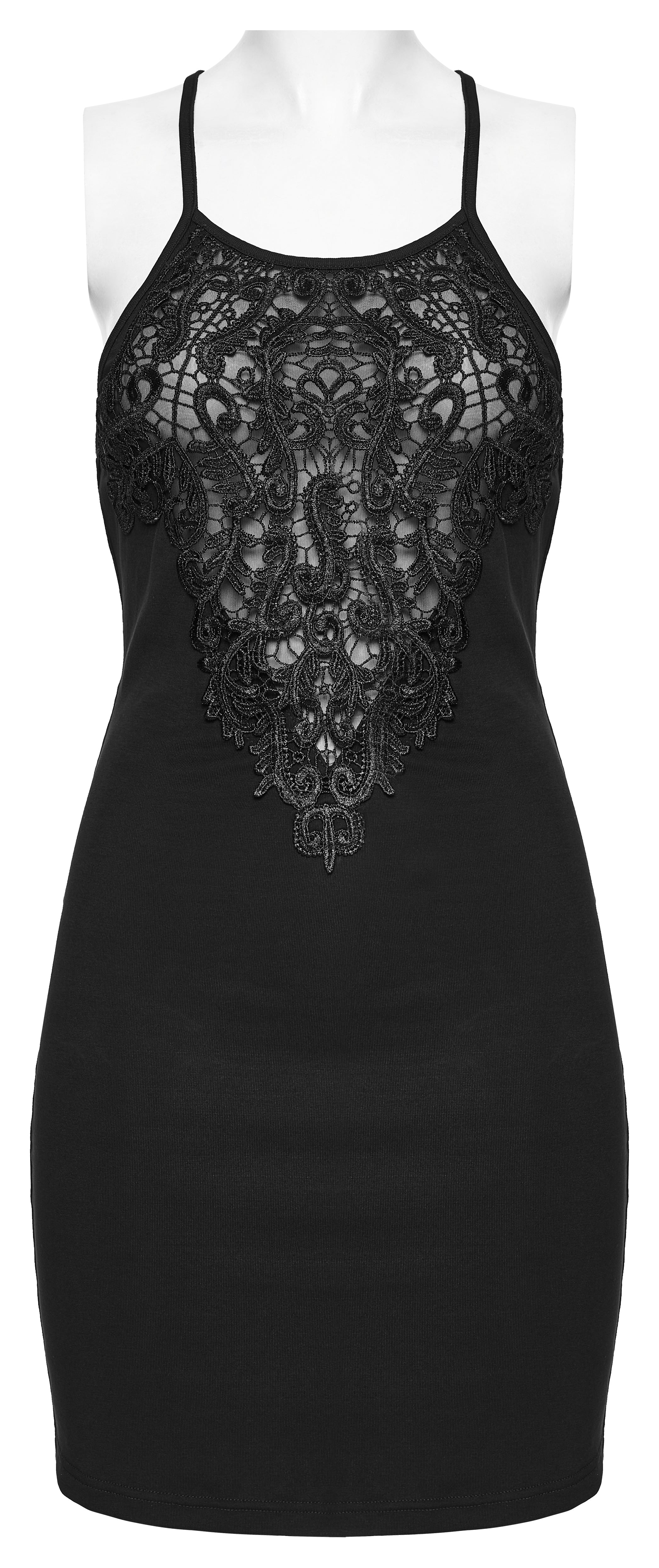 Punk Rave Juliette Goth Slip Dress – Black Lace Mini Dress