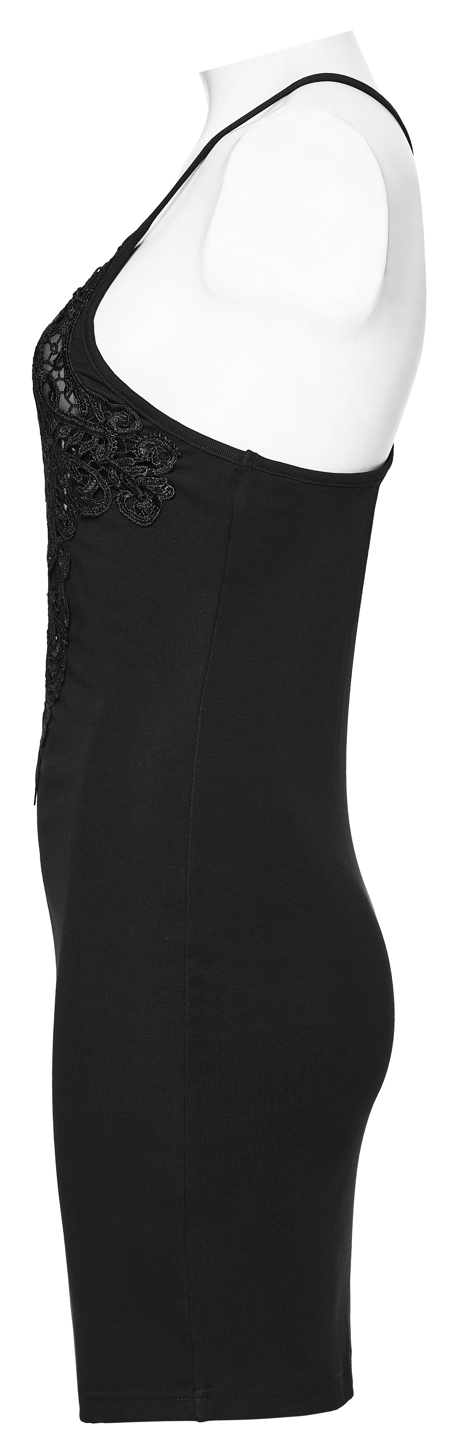 Punk Rave Juliette Goth Slip Dress – Black Lace Mini Dress