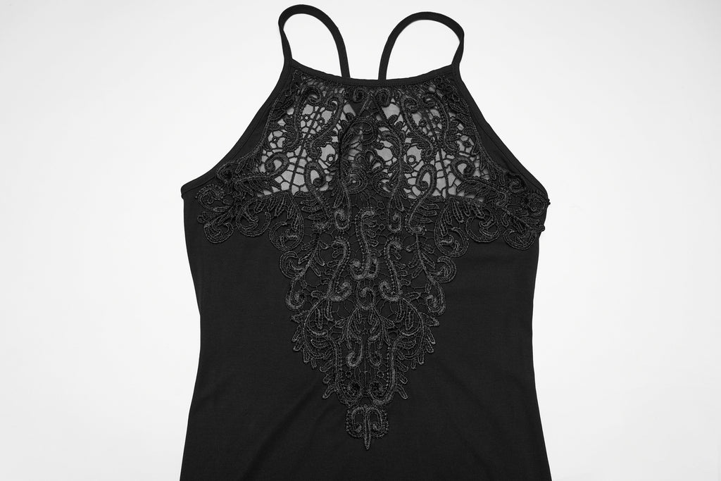 Punk Rave Juliette Goth Slip Dress – Black Lace Mini Dress