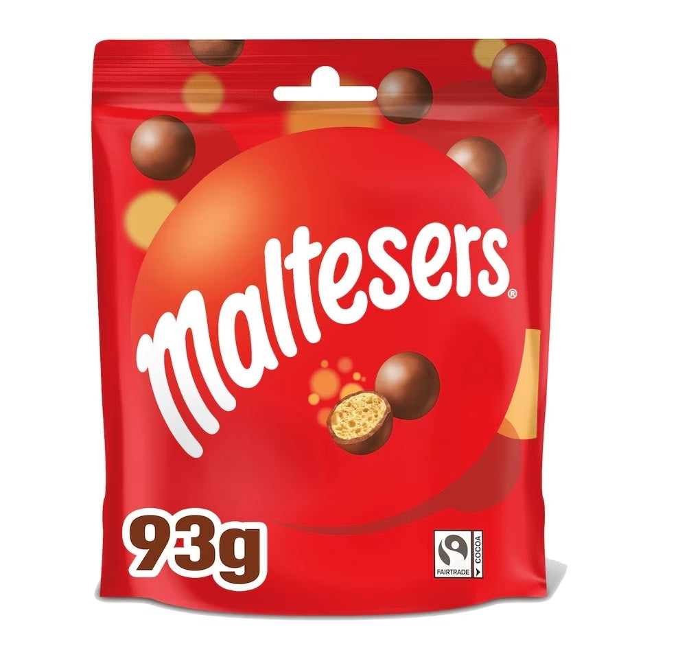 Maltesers Milk Chocolate Pouch – Crunchy Malted Honeycomb Candy, 93g