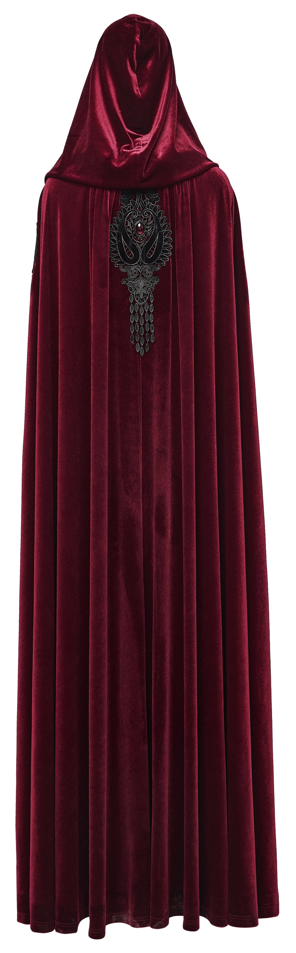 Punk Rave Seraphiel Gothic Velvet Cloak – Red Hooded Lace Cape