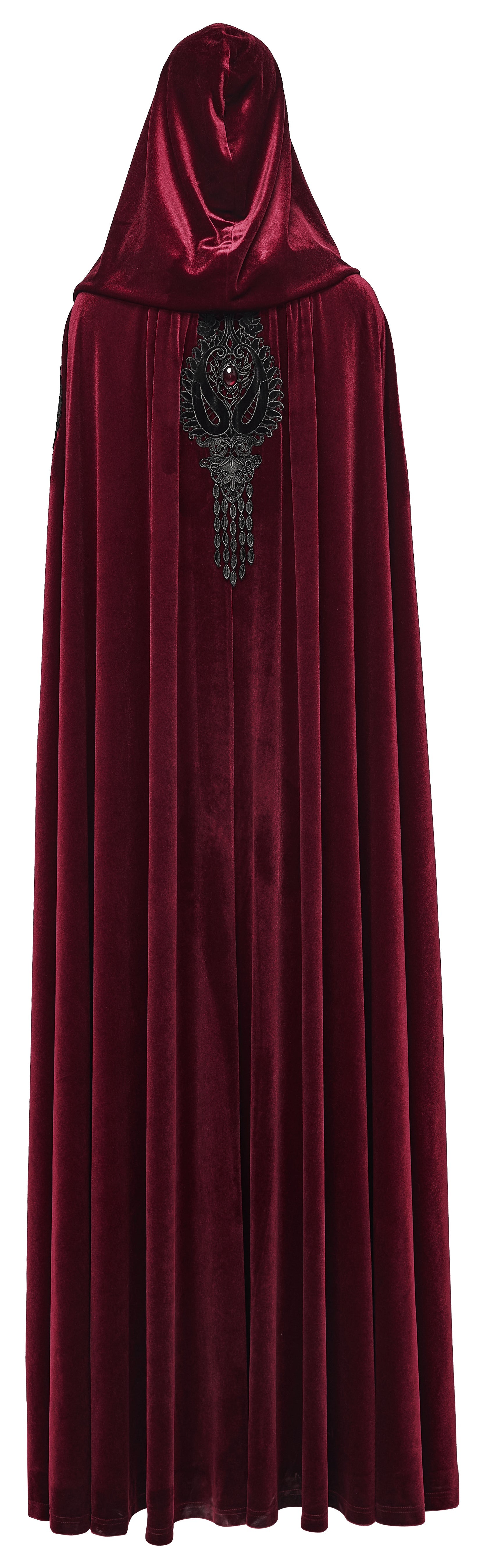 Punk Rave Seraphiel Gothic Velvet Cloak – Red Hooded Lace Cape