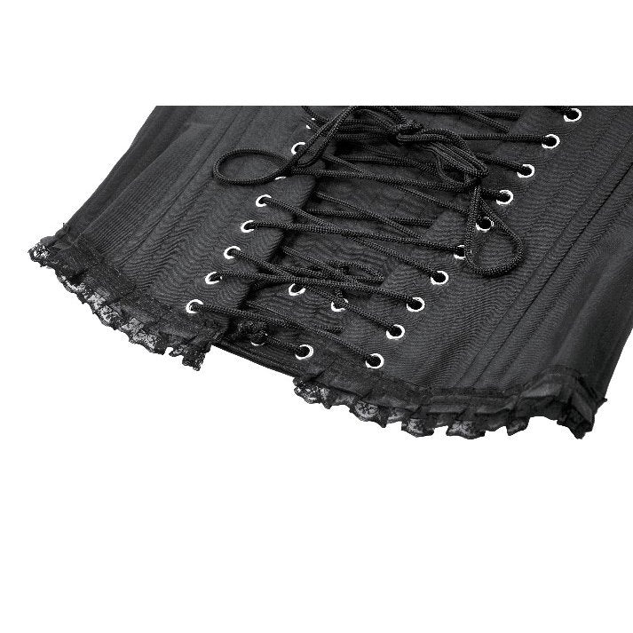 Dark in Love Talia Gothic Longline Metal Boned Corset | Black Polyester