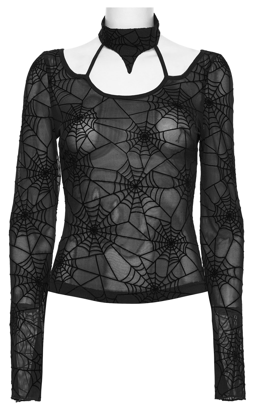 Punk Rave Lilith Gothic Spider Web Mesh T-Shirt – Sheer Halter Top