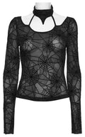 Punk Rave Lilith Gothic Spider Web Mesh T-Shirt – Sheer Halter Top