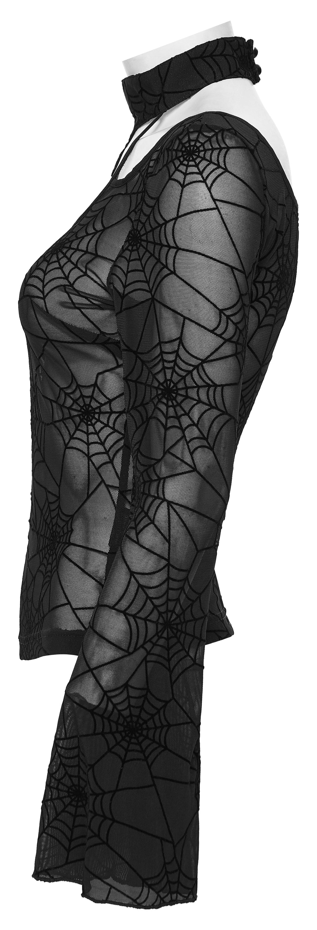Punk Rave Lilith Gothic Spider Web Mesh T-Shirt – Sheer Halter Top