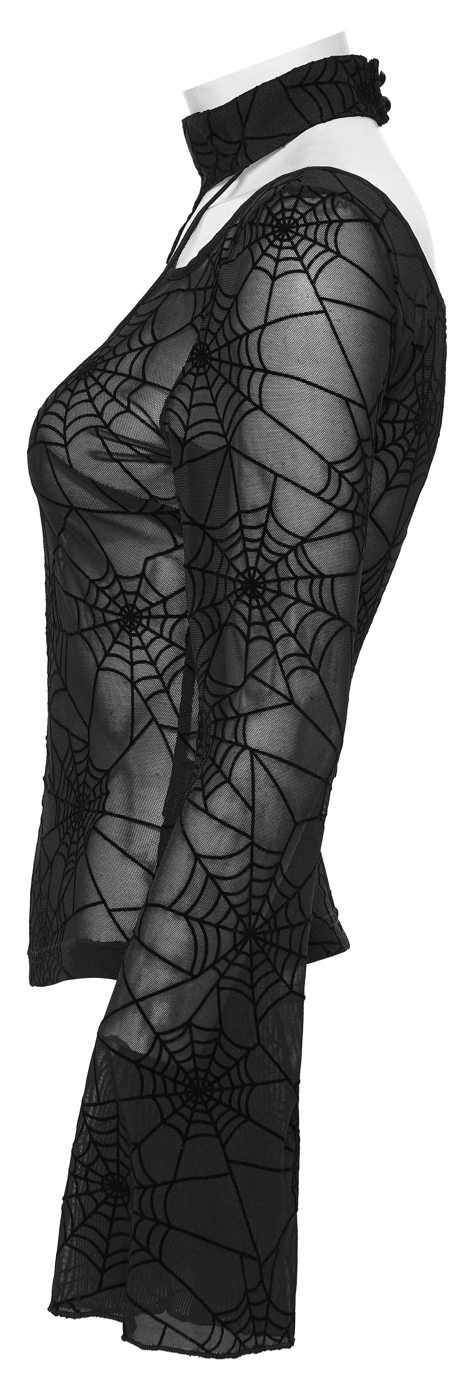 Punk Rave Lilith Gothic Spider Web Mesh T-Shirt – Sheer Halter Top