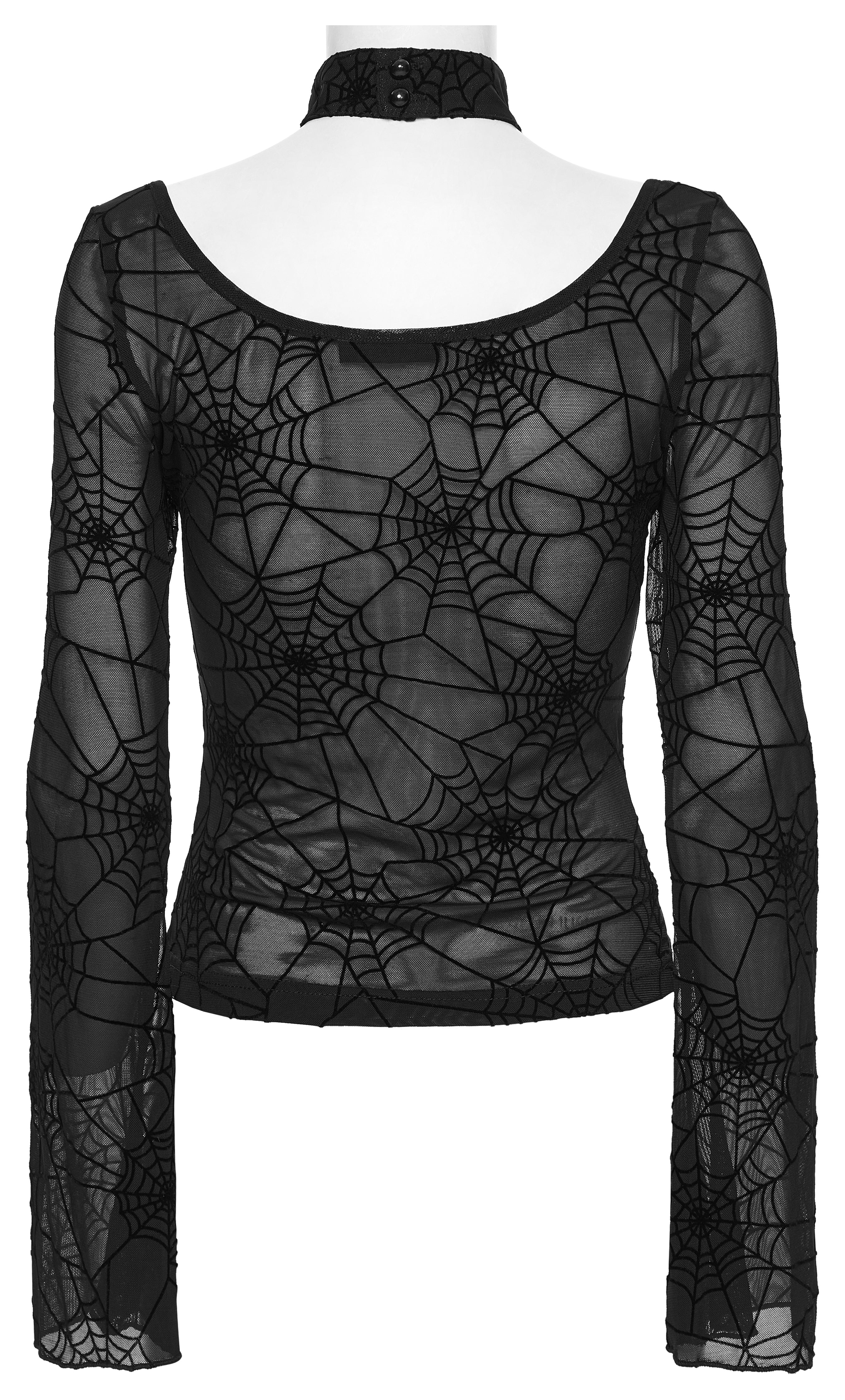 Punk Rave Lilith Gothic Spider Web Mesh T-Shirt – Sheer Halter Top
