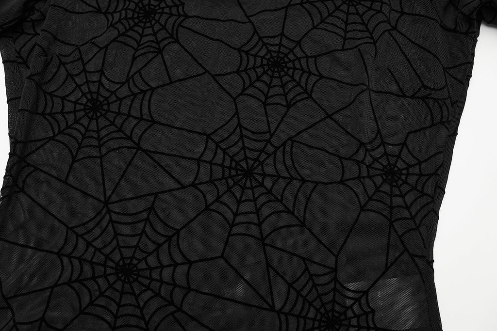 Punk Rave Lilith Gothic Spider Web Mesh T-Shirt – Sheer Halter Top