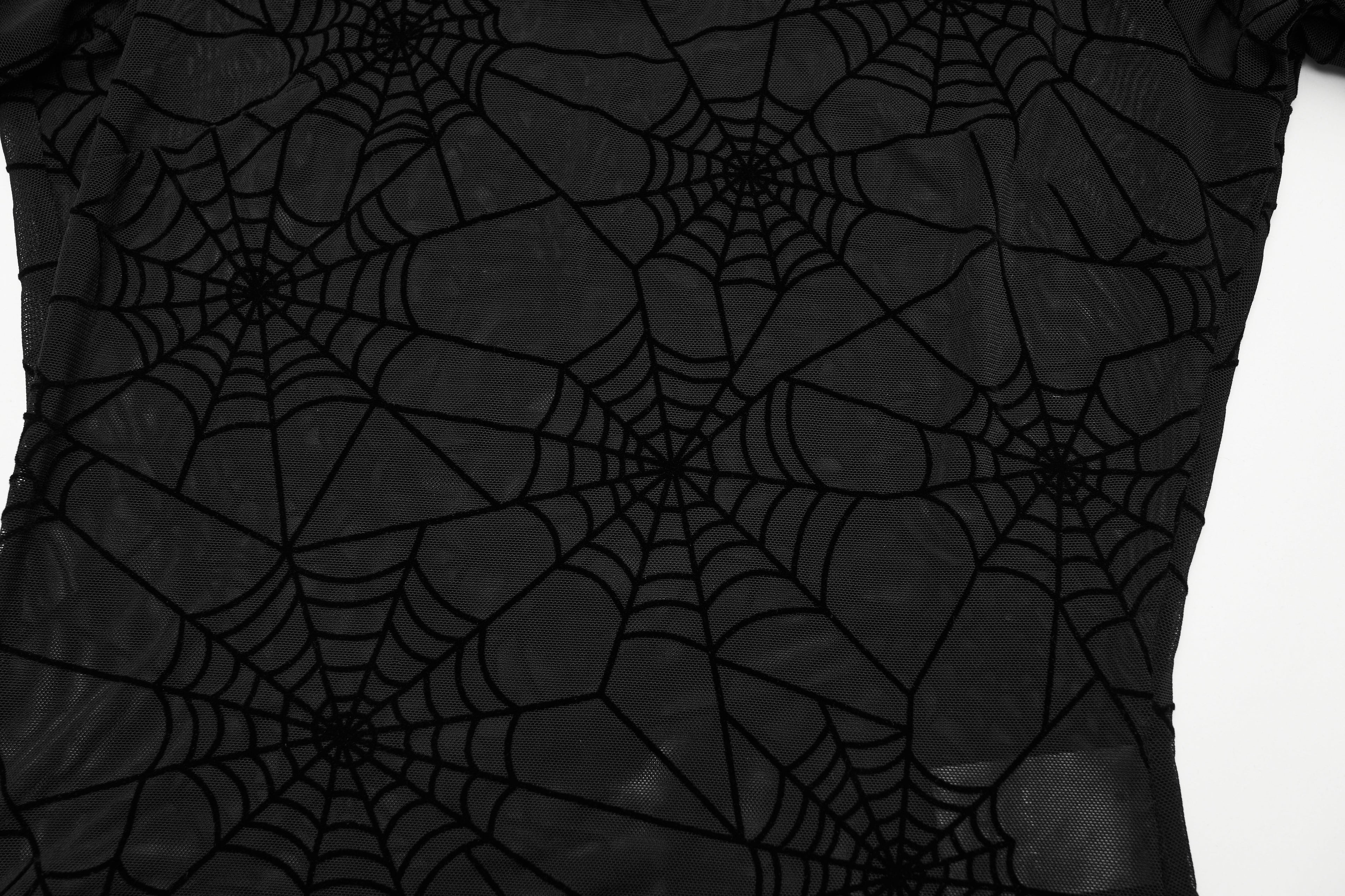 Punk Rave Lilith Gothic Spider Web Mesh T-Shirt – Sheer Halter Top