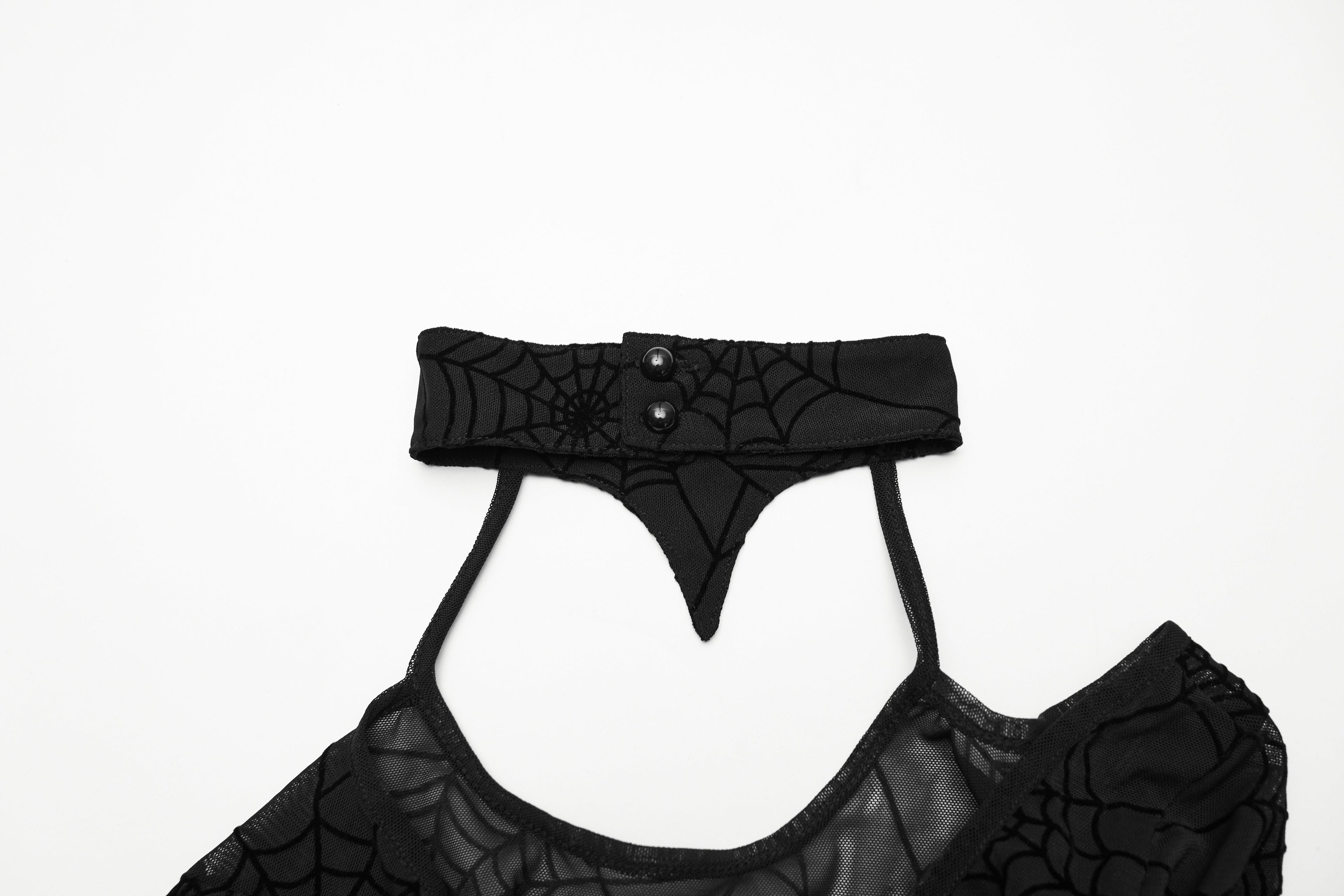 Punk Rave Lilith Gothic Spider Web Mesh T-Shirt – Sheer Halter Top