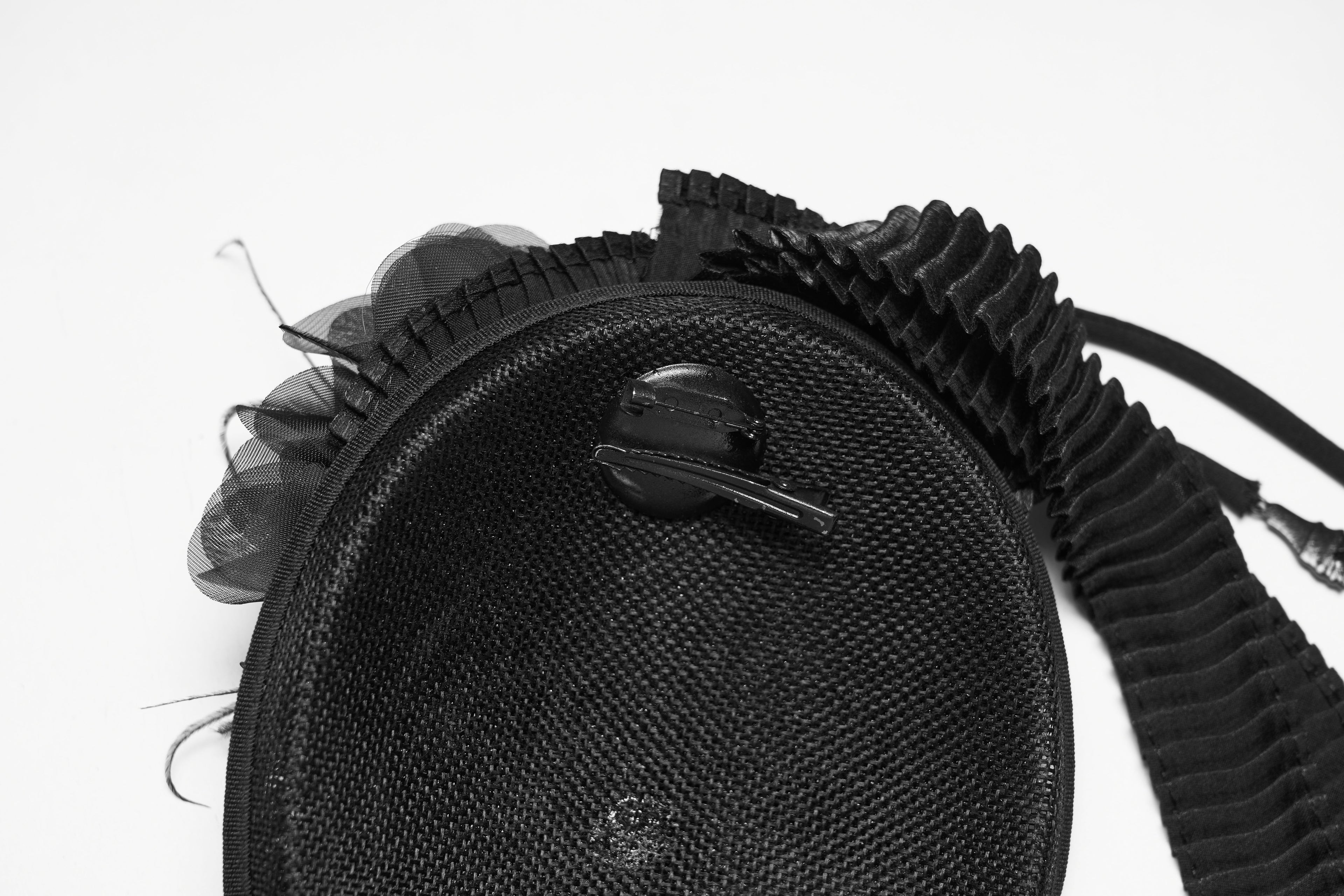 Punk Rave Goth Rose Ribbon Formal Hat – Black Linen Fabric Headpiece