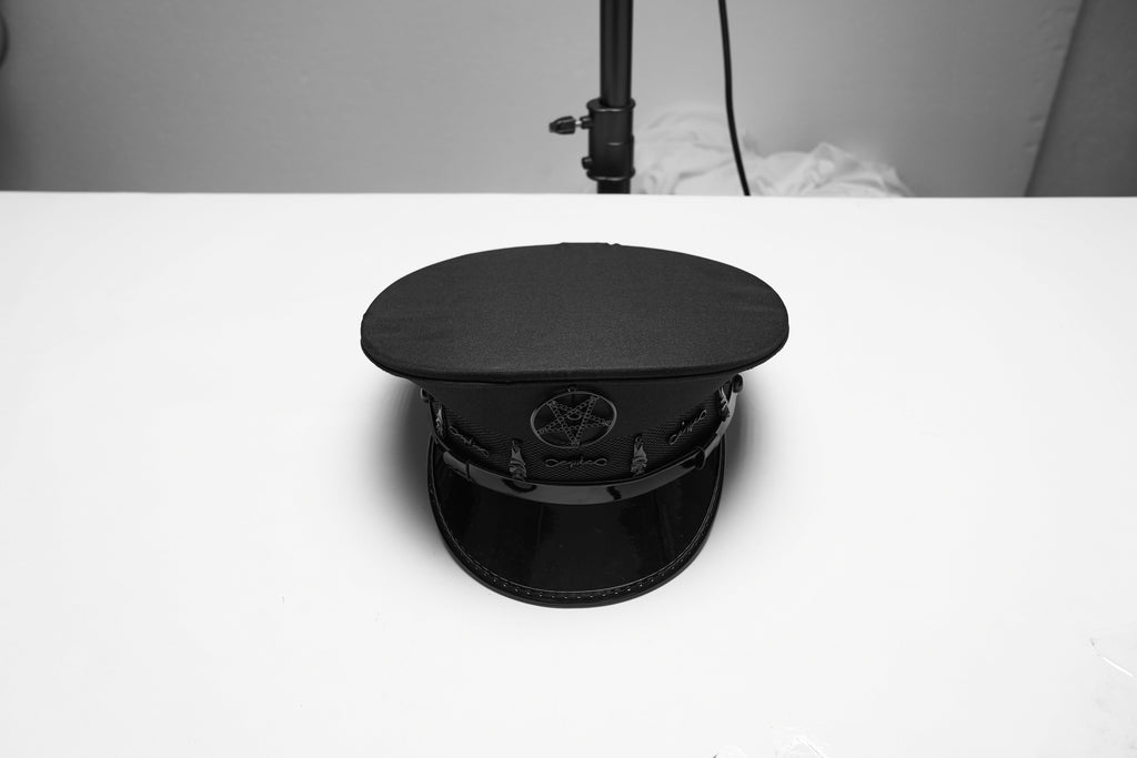 Punk Rave Malphas Dark Military Hat – Goth Pentagram Peaked Cap