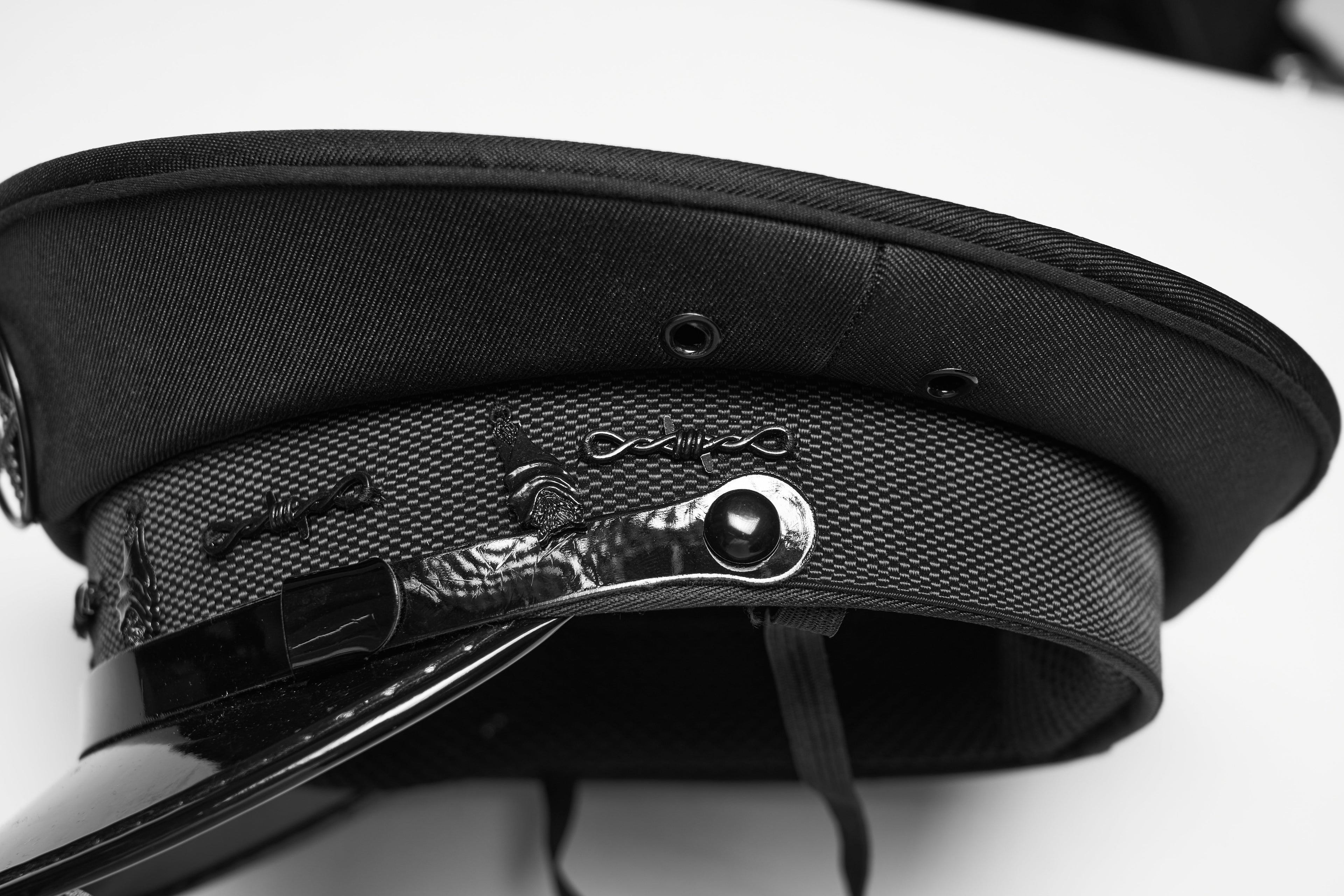 Punk Rave Malphas Dark Military Hat – Goth Pentagram Peaked Cap