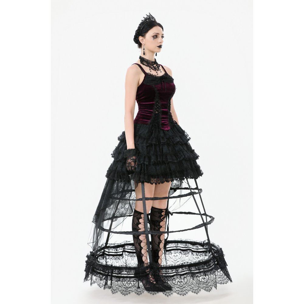 Dark in Love Serilda Velvet Lace Corset Top – Wine Red Gothic Style