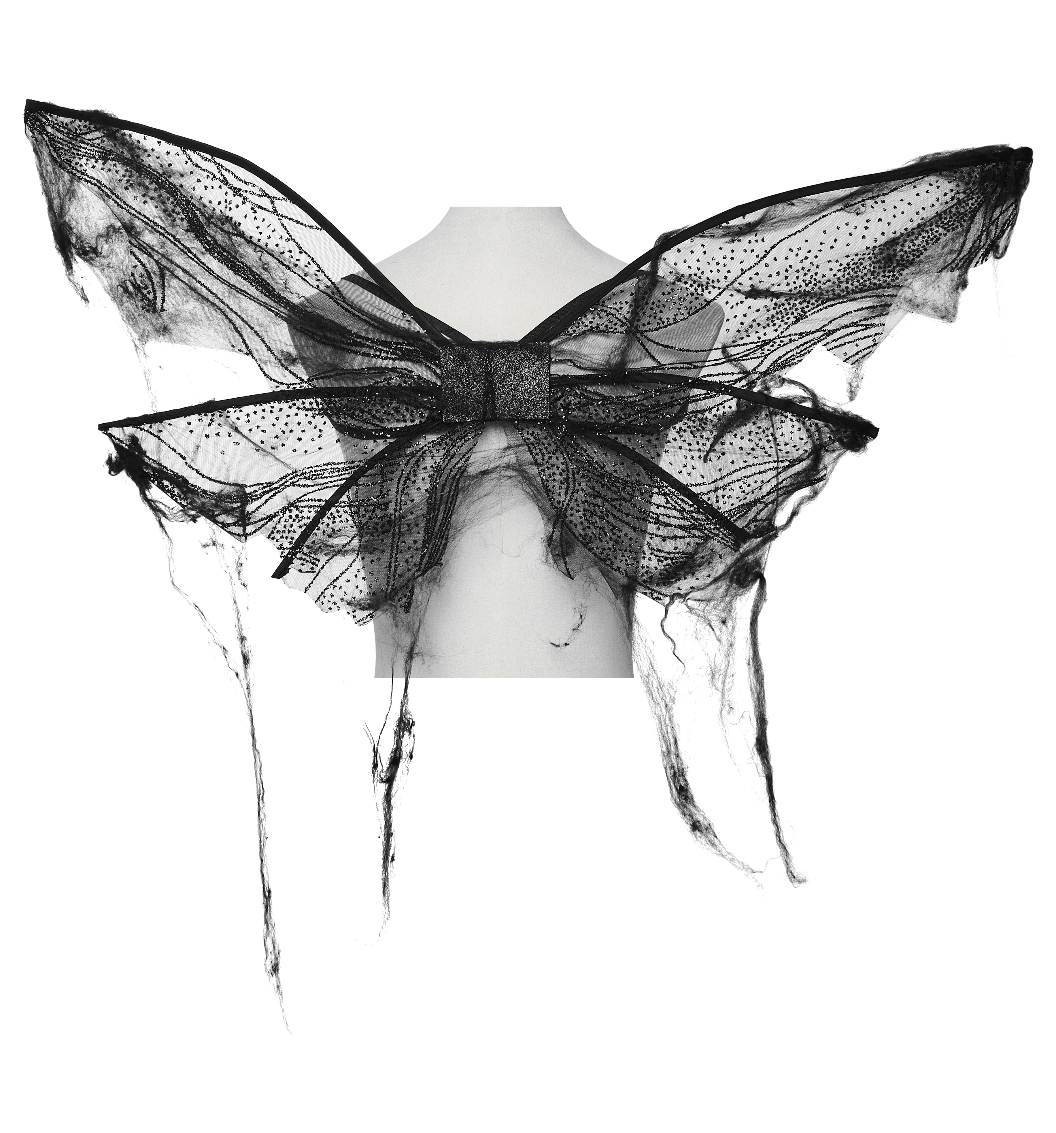 Punk Rave Morrigan Gothic Butterfly Wings – Black Mesh & Distressed Net