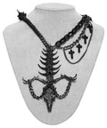 Punk Rave Dragon Bone Necklace | Gothic 3D Printed Skull & Chains
