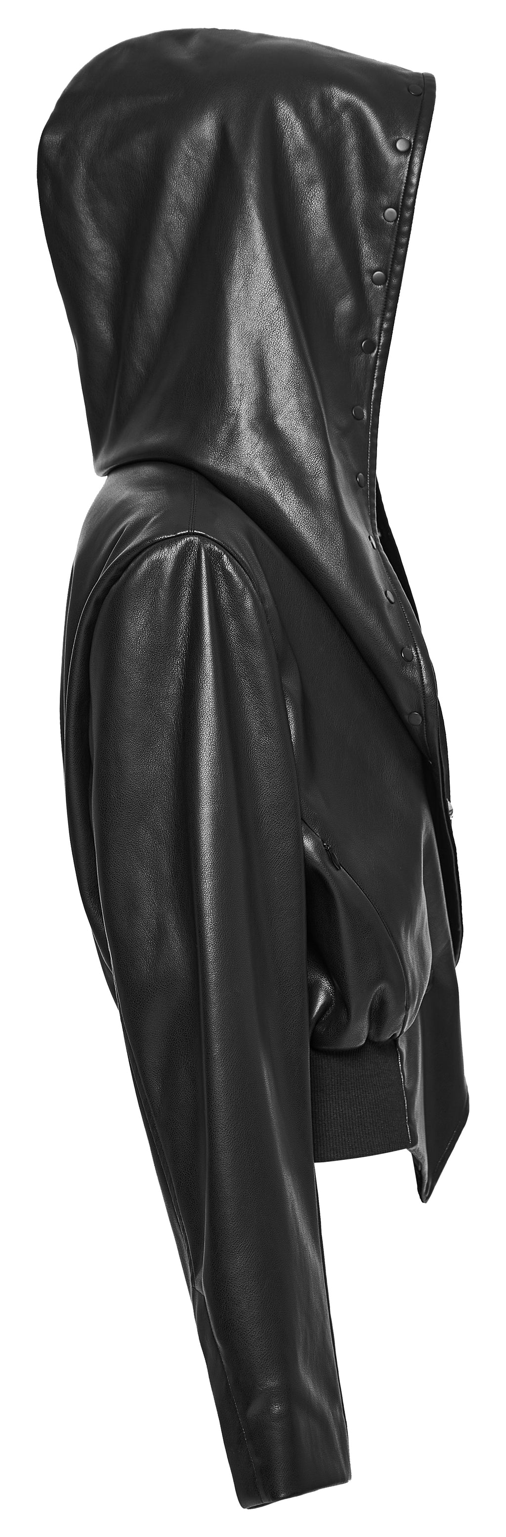 Punk Rave Nyx Hooded Faux Leather Jacket – Gothic Skull Studded Coat