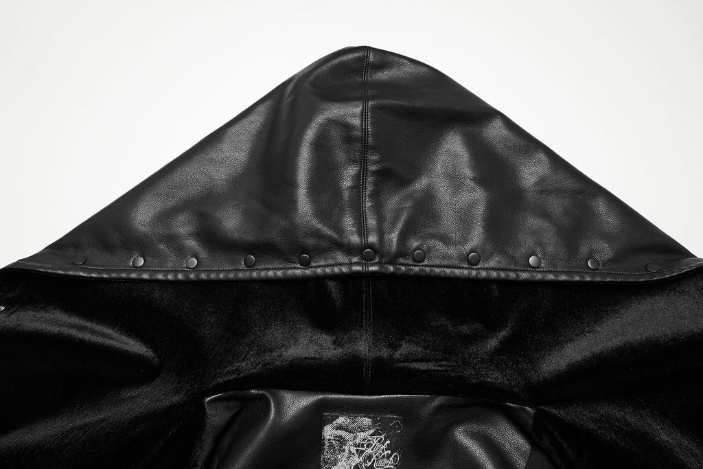 Punk Rave Nyx Hooded Faux Leather Jacket – Gothic Skull Studded Coat