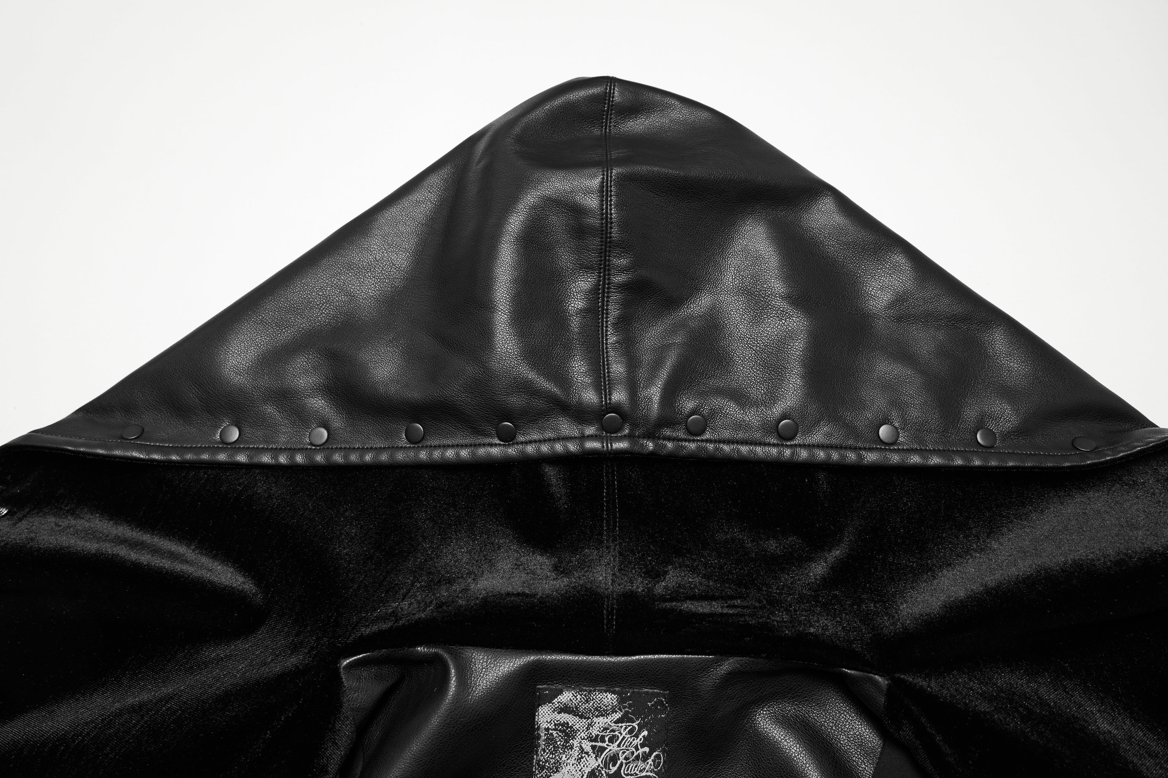 Punk Rave Nyx Hooded Faux Leather Jacket – Gothic Skull Studded Coat