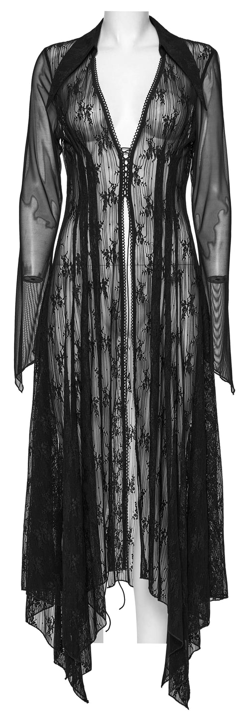 Punk Rave Tau Lace Cardigan – Sheer Mesh Sun Protection Shirt