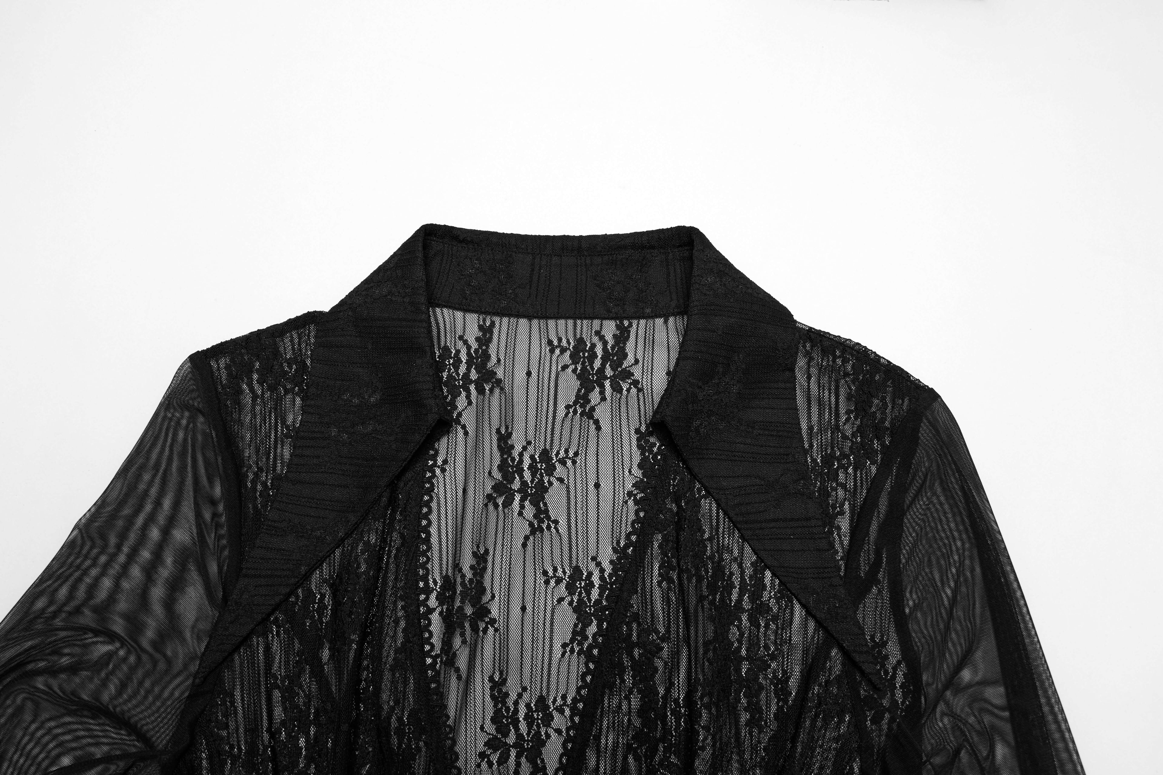Punk Rave Tau Lace Cardigan – Sheer Mesh Sun Protection Shirt