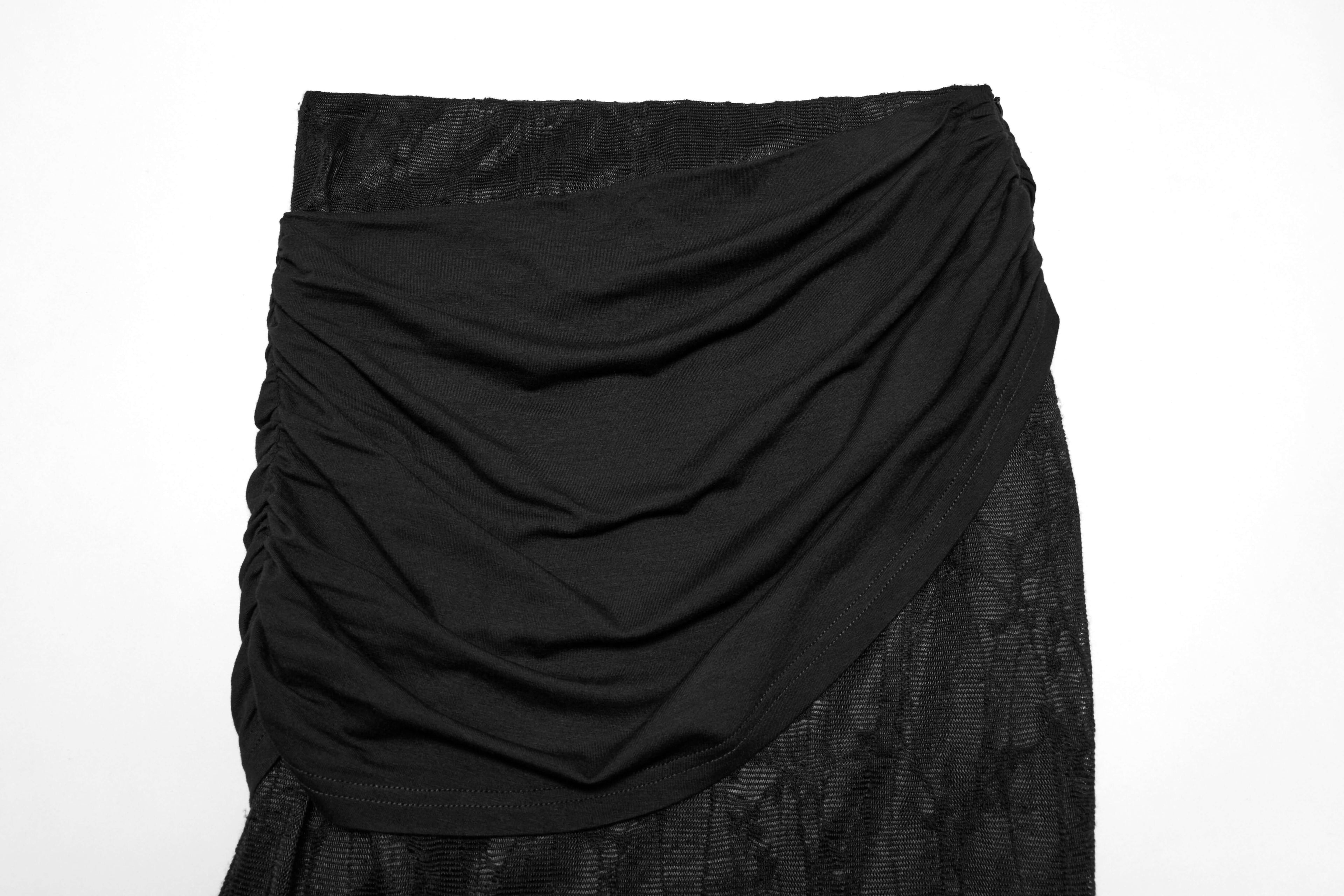 Punk Rave Arti Fishtail Skirt – Black Mesh and Modal Gothic Maxi