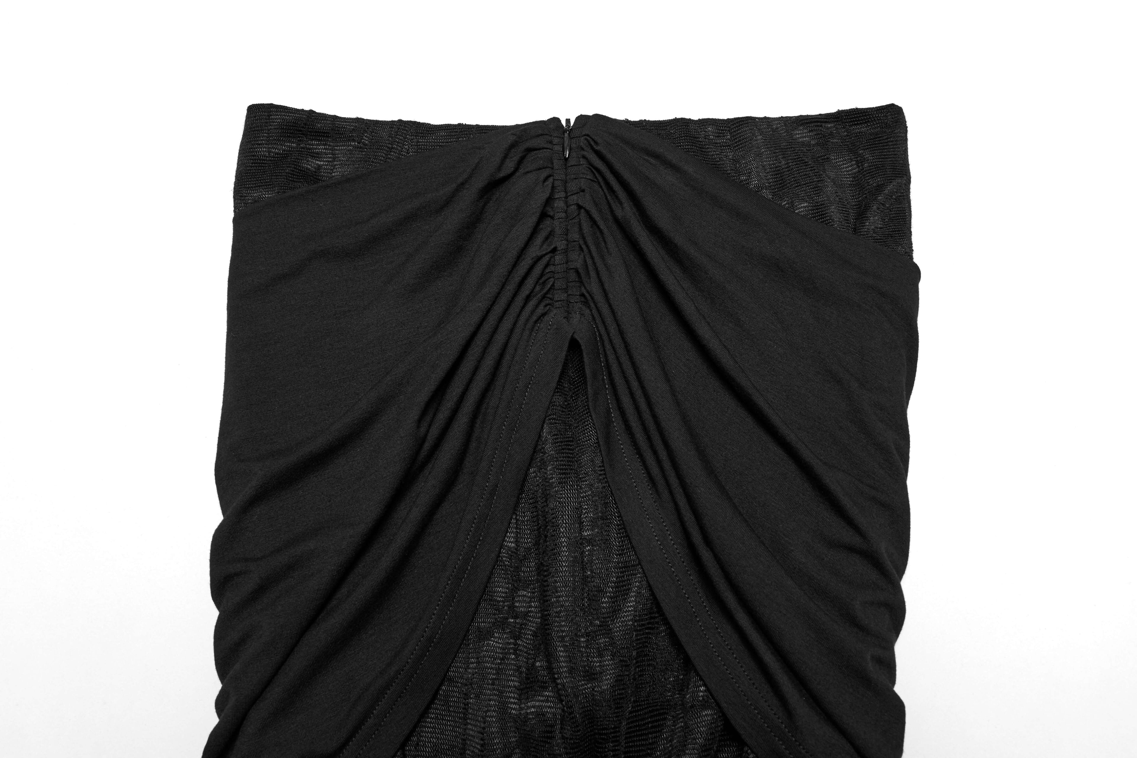 Punk Rave Arti Fishtail Skirt – Black Mesh and Modal Gothic Maxi