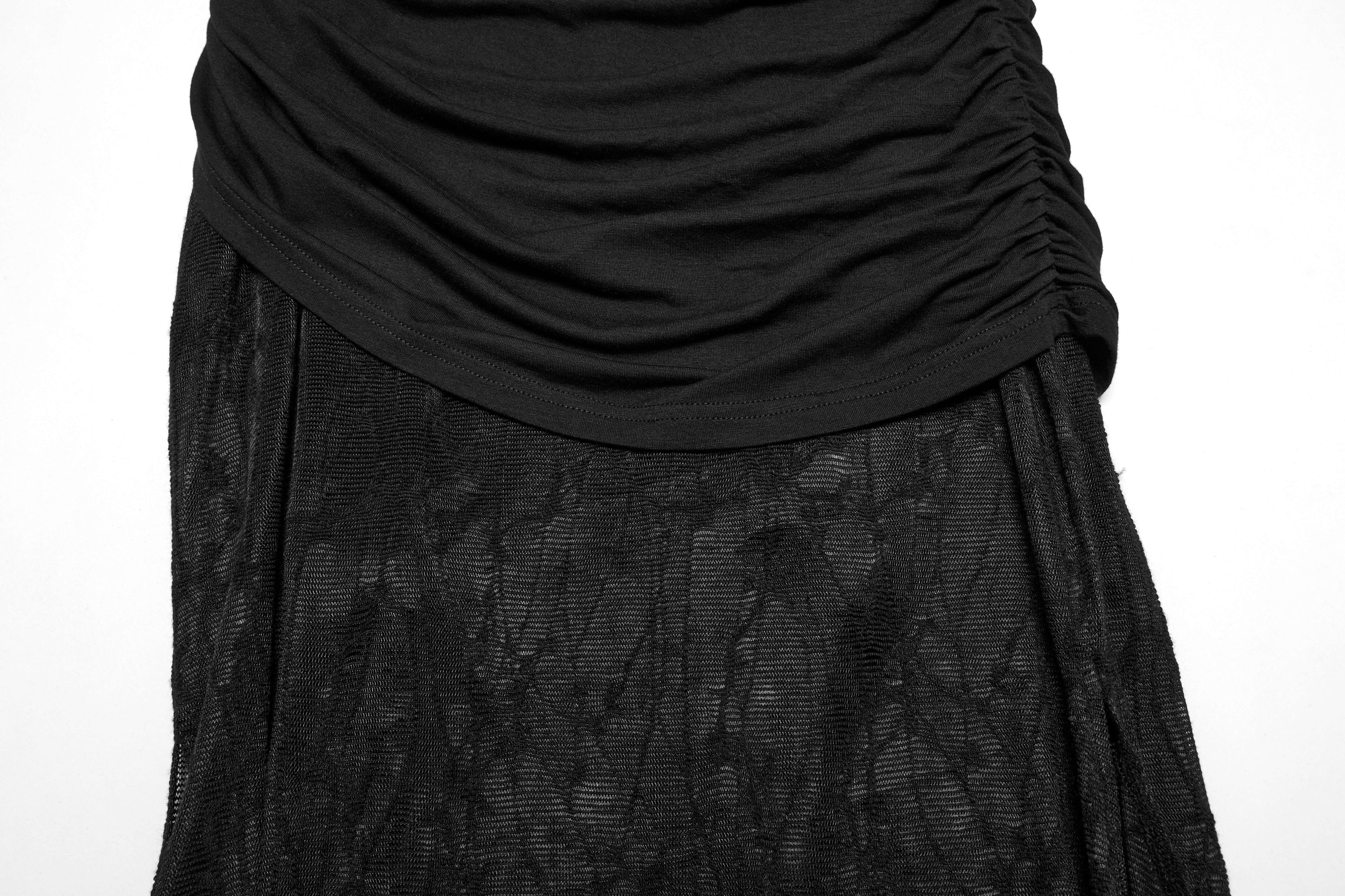 Punk Rave Arti Fishtail Skirt – Black Mesh and Modal Gothic Maxi