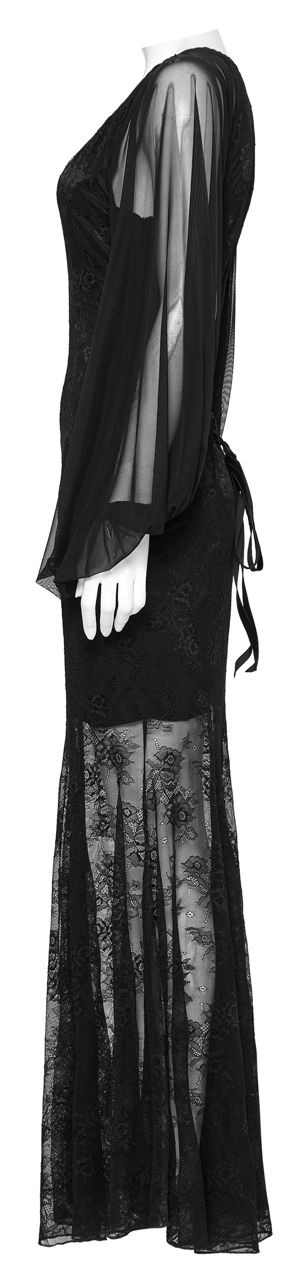 Punk Rave Calliope Goth Night Bat Dress – Rose Mesh Fish Tail Hem