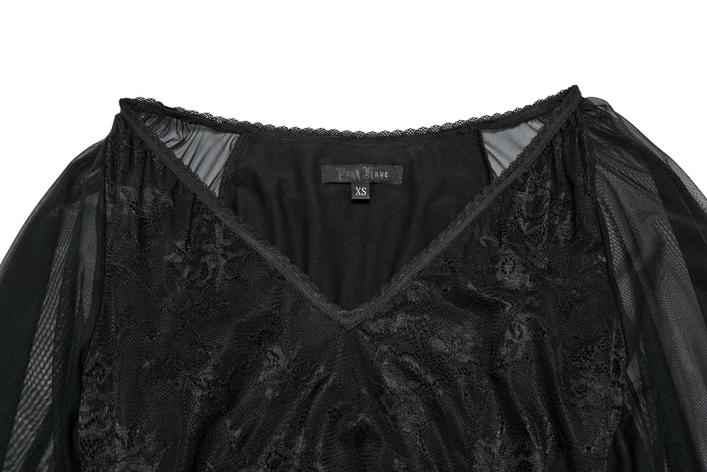 Punk Rave Calliope Goth Night Bat Dress – Rose Mesh Fish Tail Hem