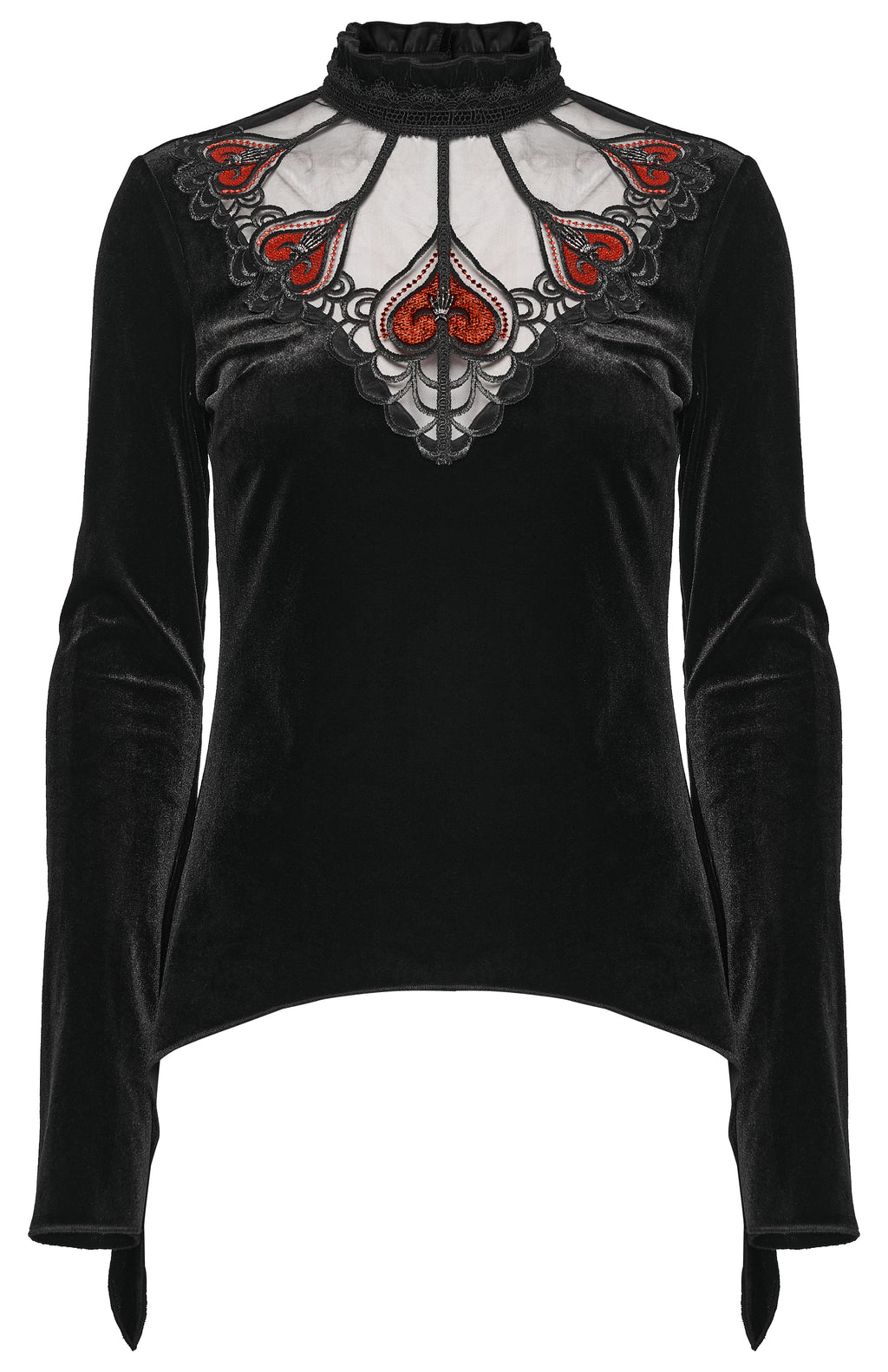 Punk Rave Belladonna Demon’s Hand Velvet Gothic T-Shirt – Red