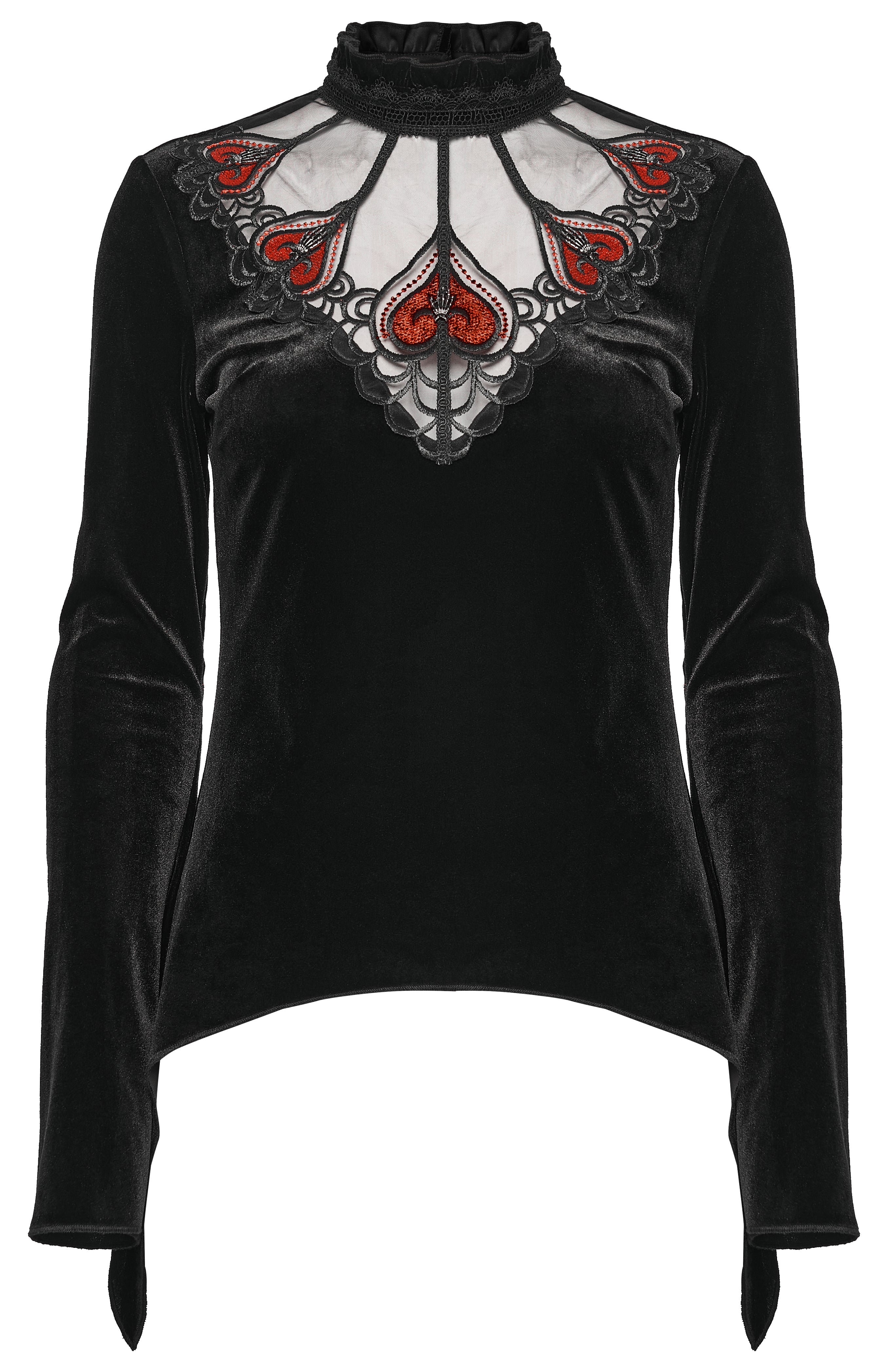 Punk Rave Belladonna Demon’s Hand Velvet Gothic T-Shirt – Red