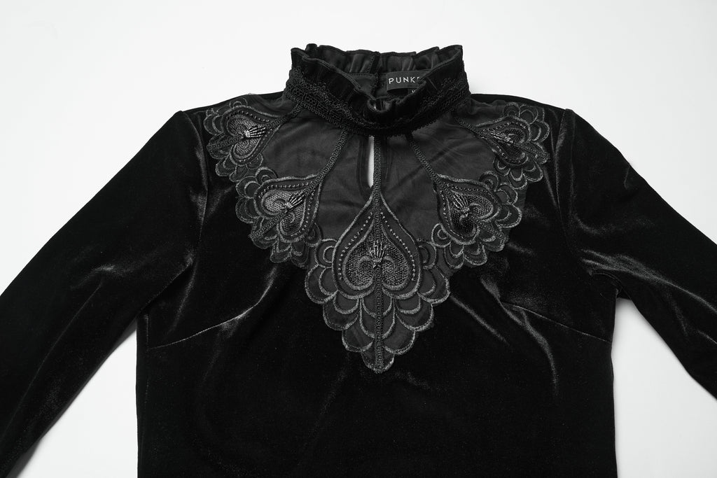 Punk Rave Belladonna Demon’s Hand Velvet T-Shirt | Gothic Slim Fit Top