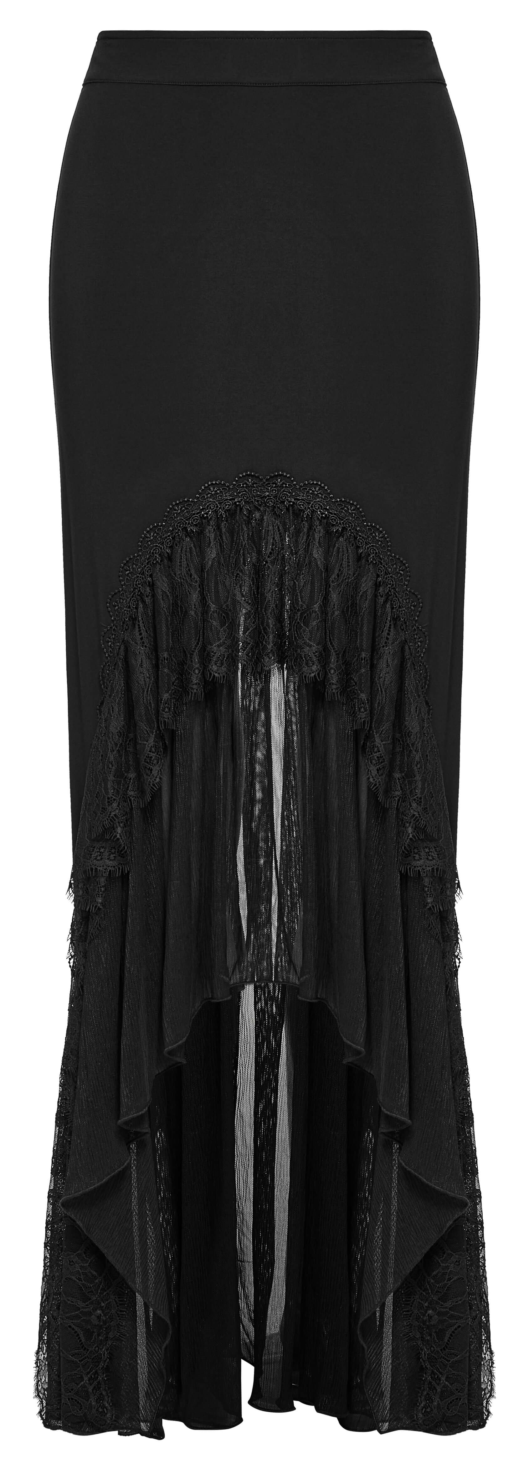 Punk Rave Blossom Knitted Asymmetrical Skirt | Lace Hem Chiffon