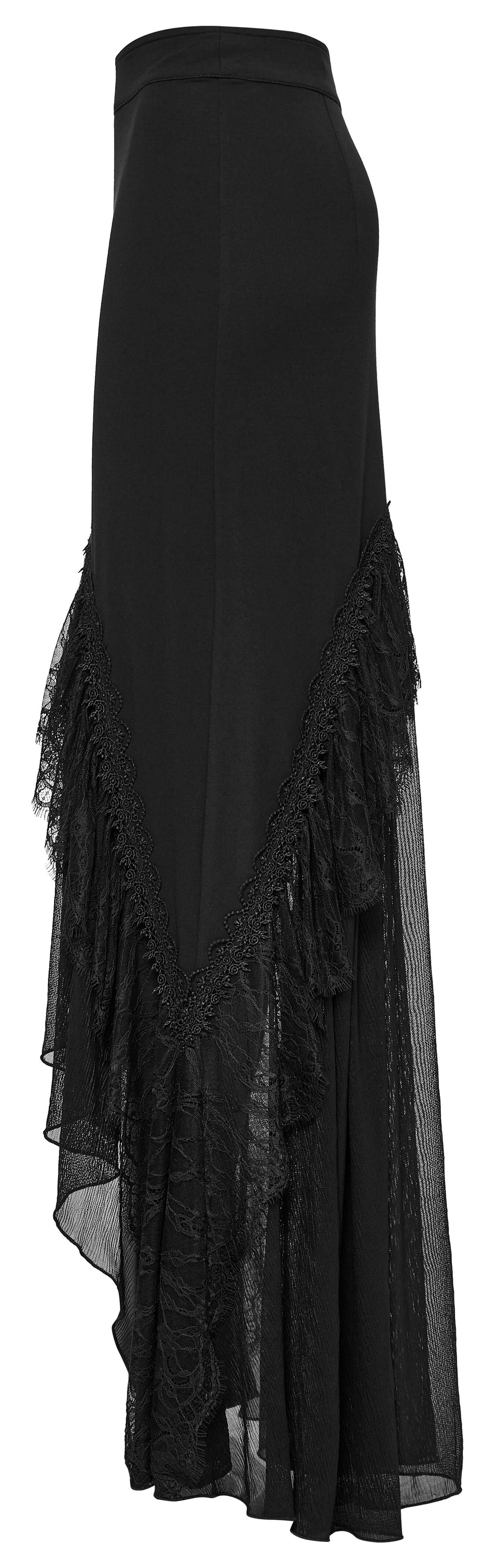 Punk Rave Blossom Knitted Asymmetrical Skirt | Lace Hem Chiffon