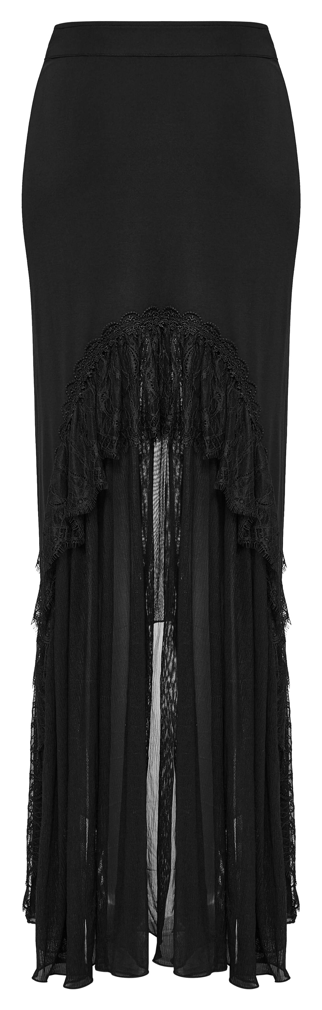 Punk Rave Blossom Knitted Asymmetrical Skirt | Lace Hem Chiffon
