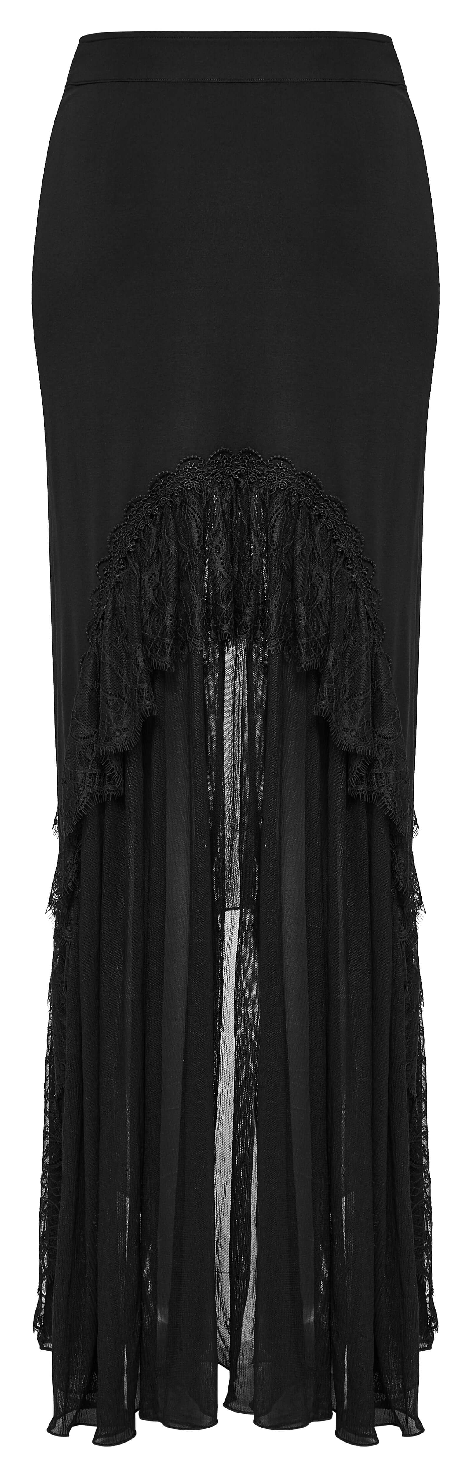 Punk Rave Blossom Knitted Asymmetrical Skirt | Lace Hem Chiffon