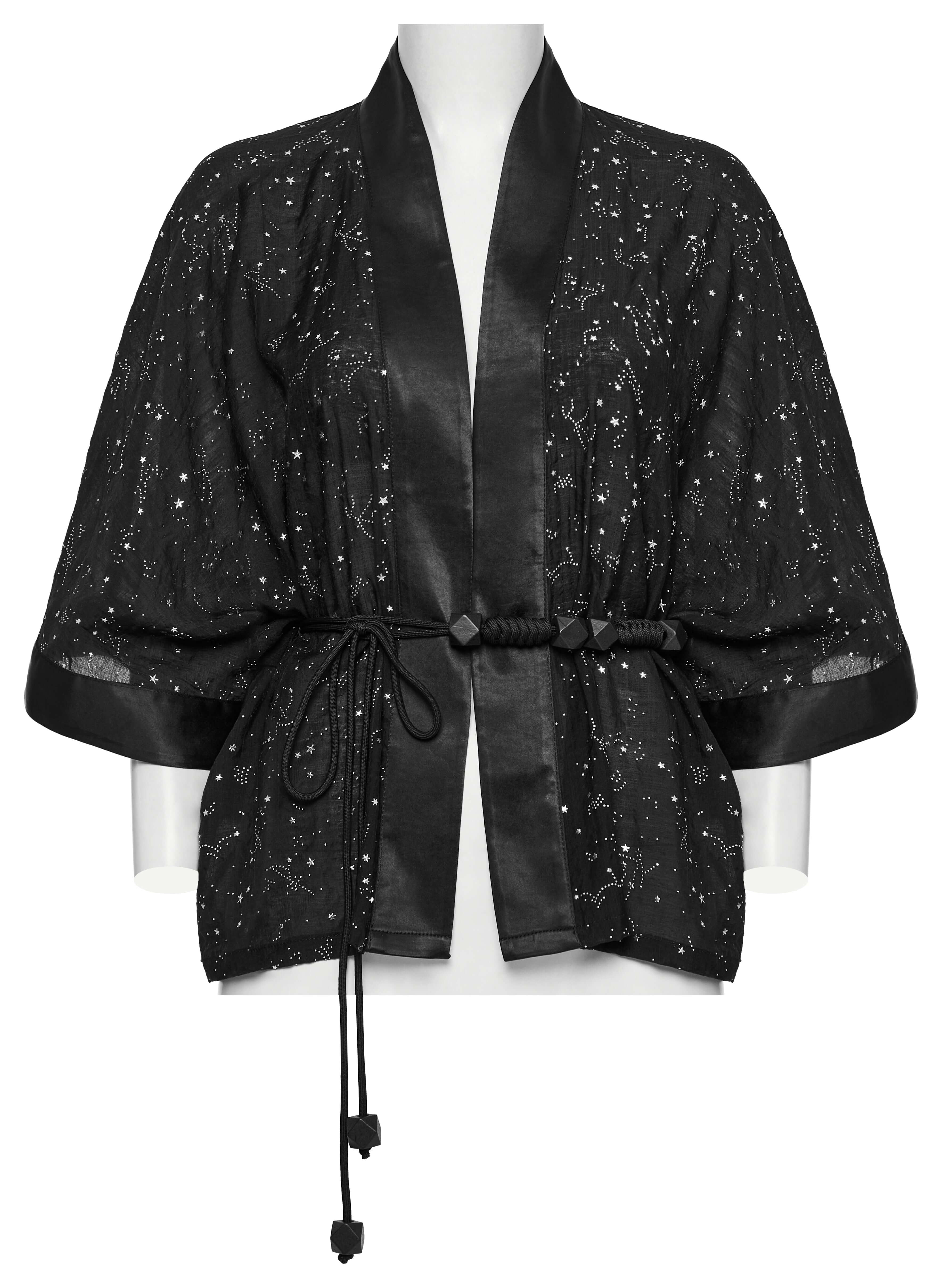 Punk Rave Augusta Constellation Print Kimono Jacket – Textured Tencel