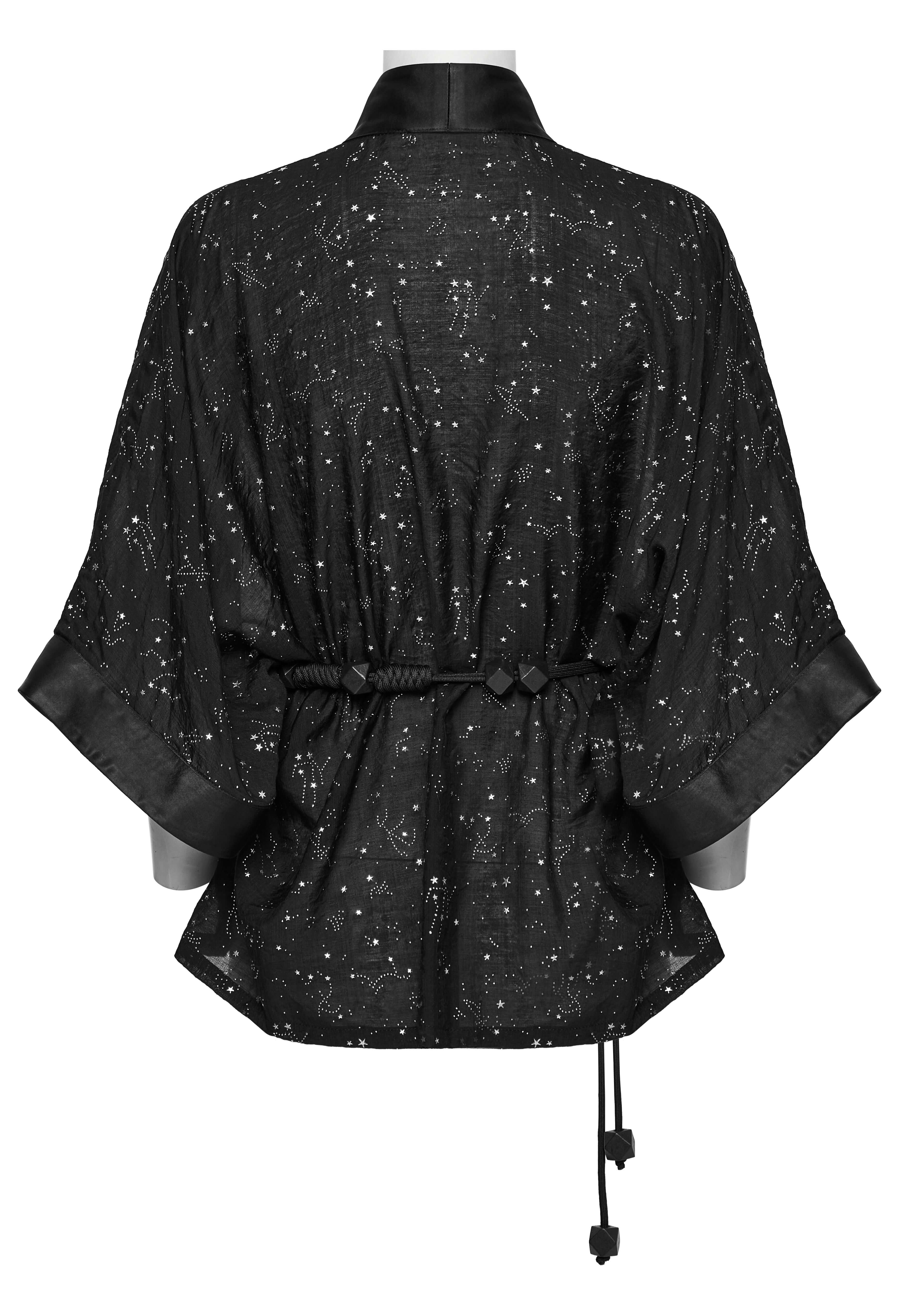 Punk Rave Augusta Constellation Print Kimono Jacket – Textured Tencel