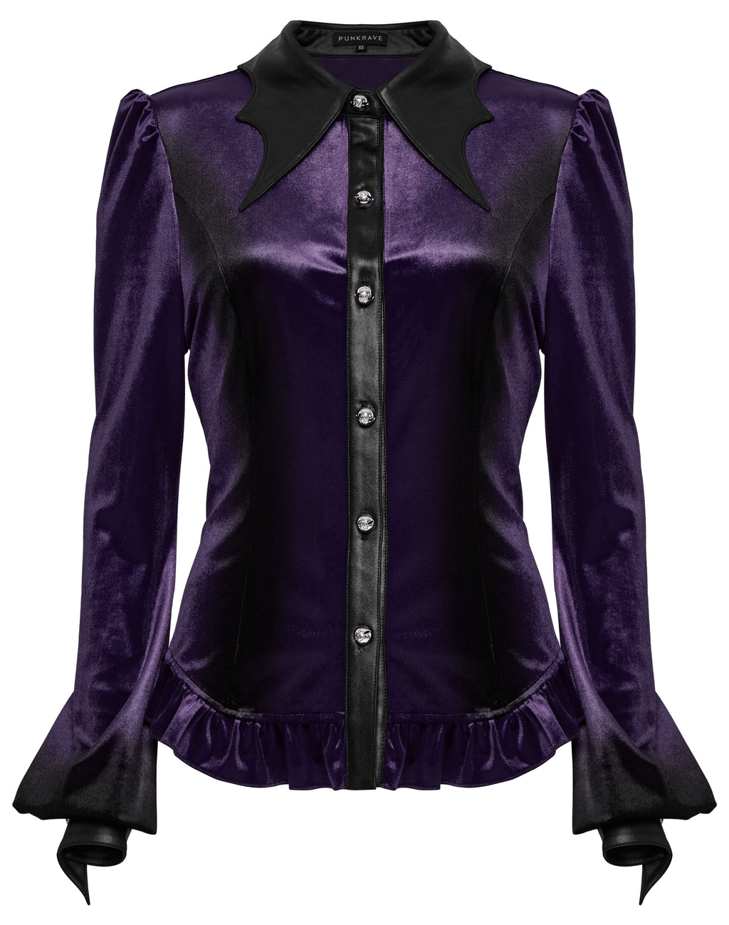 Punk Rave Fawn Gradient Printed Velvet Shirt in Violet – Bat Collar