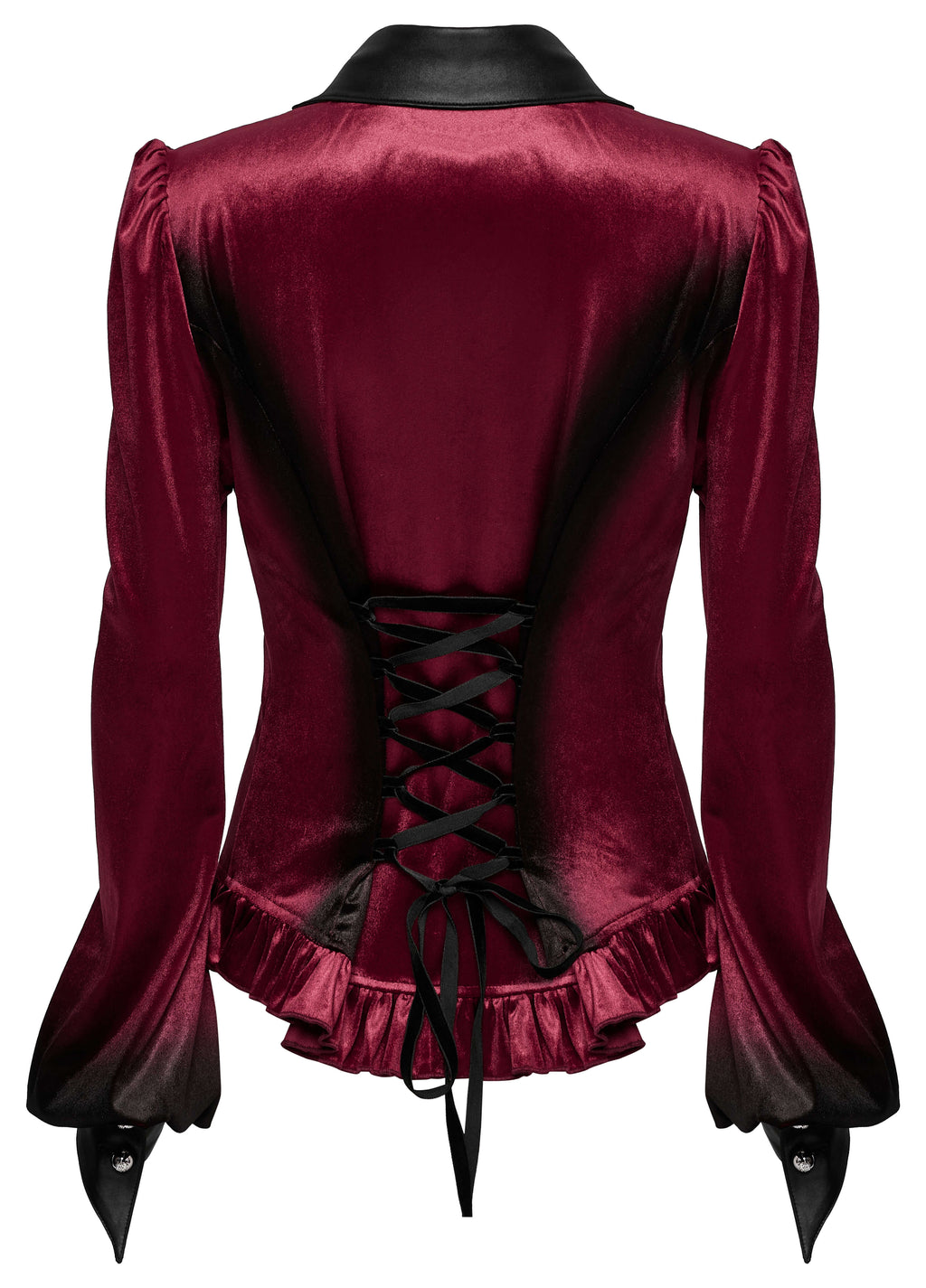 Punk Rave Fawn Gradient Printed Shirt | Red Velvet Ruffled Top