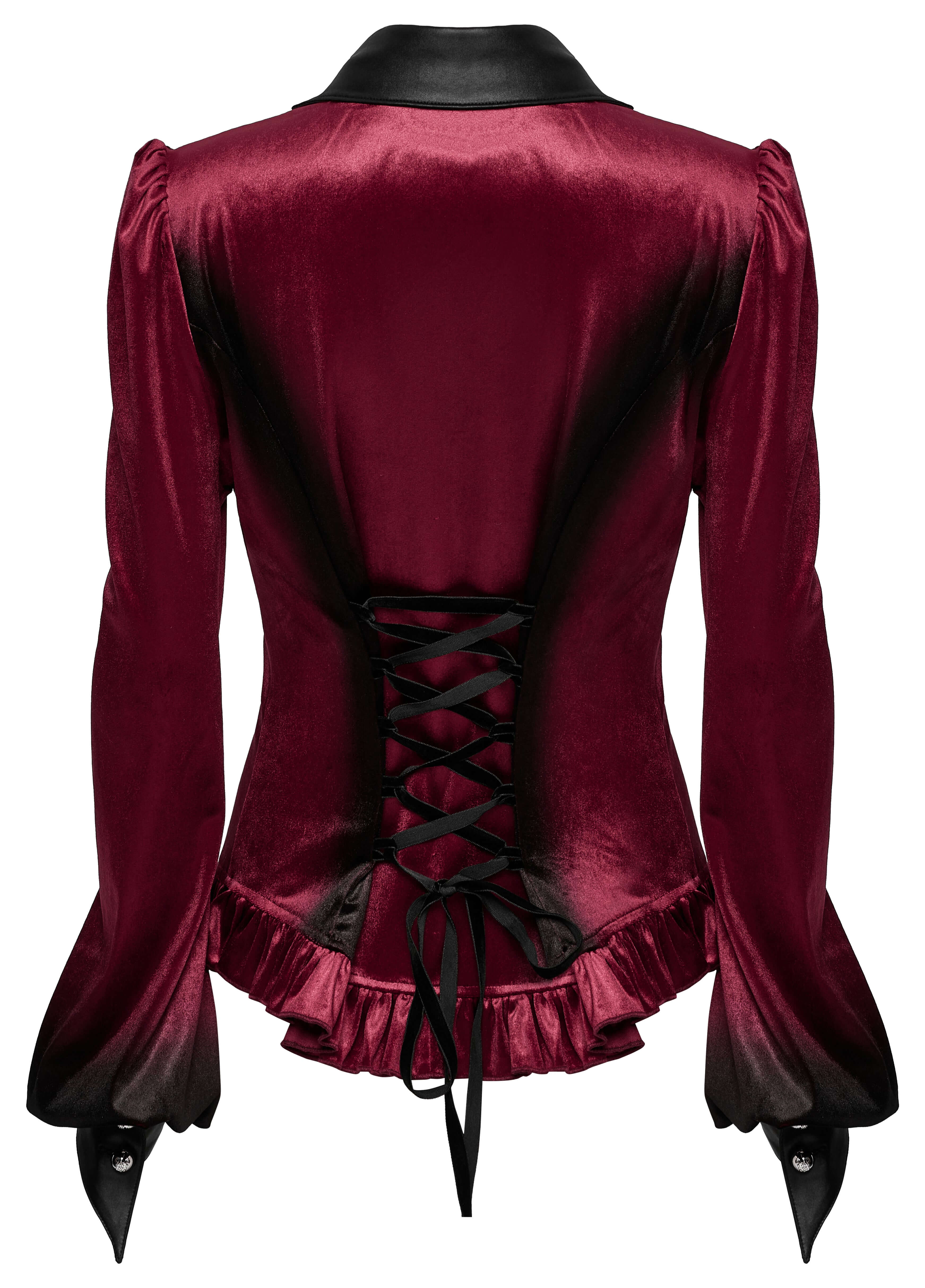 Punk Rave Fawn Gradient Printed Shirt | Red Velvet Ruffled Top