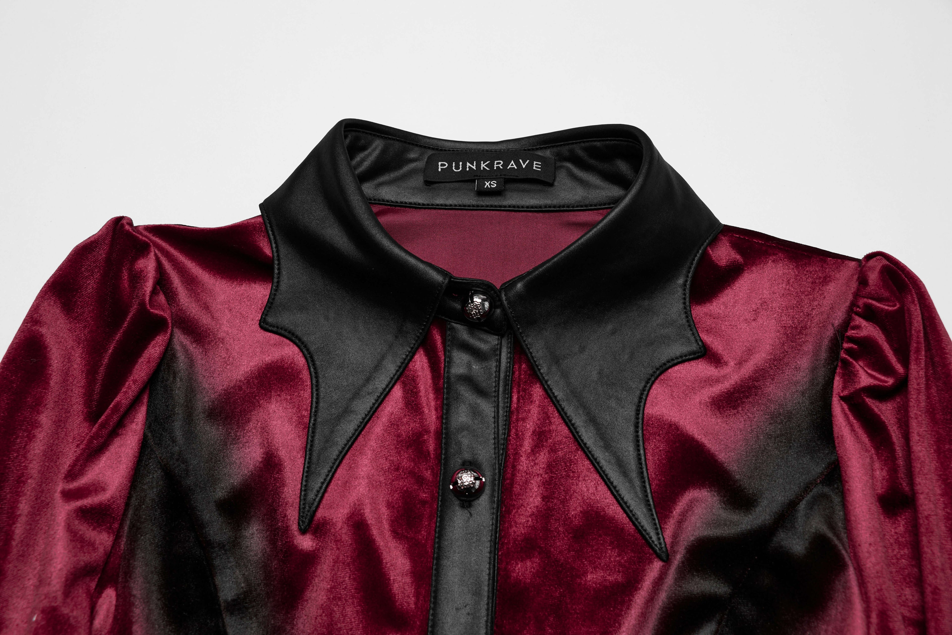 Punk Rave Fawn Gradient Printed Shirt | Red Velvet Ruffled Top